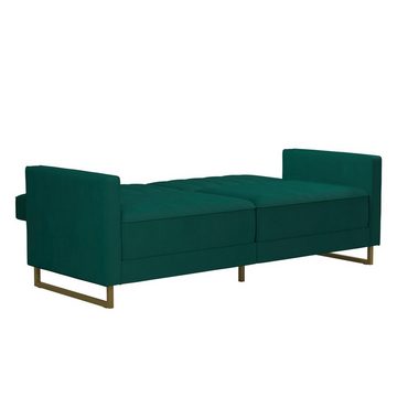 loft24 Schlafsofa Skylar, Bezug in Samtoptik mit golfarbenen Metallbeinen, Breite 195,5 cm