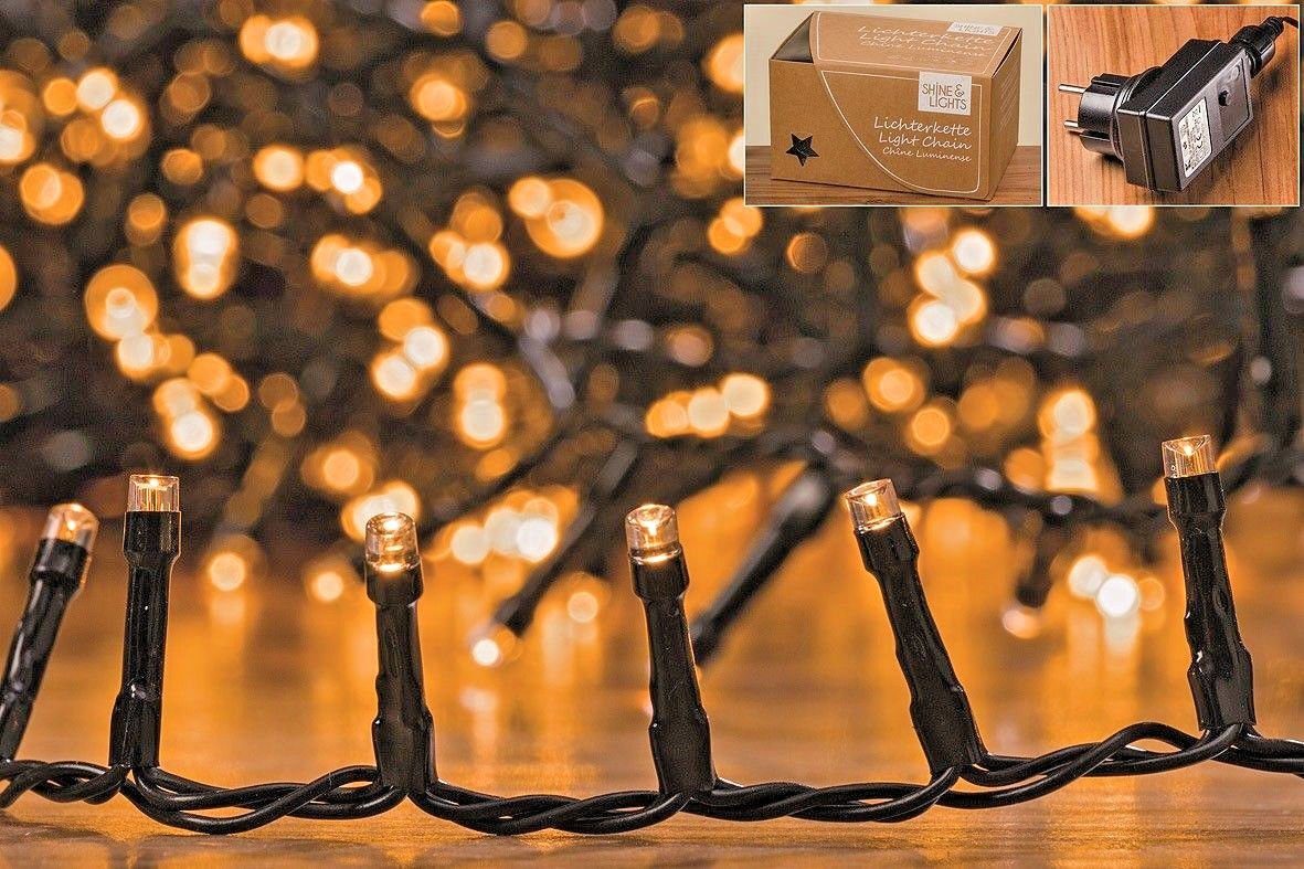 Meinposten LED-Lichterkette Gartenbeleuchtung warmweiß 576 Timer Cluster LED Weihnachtsbeleuchtung, Büschellichterkette