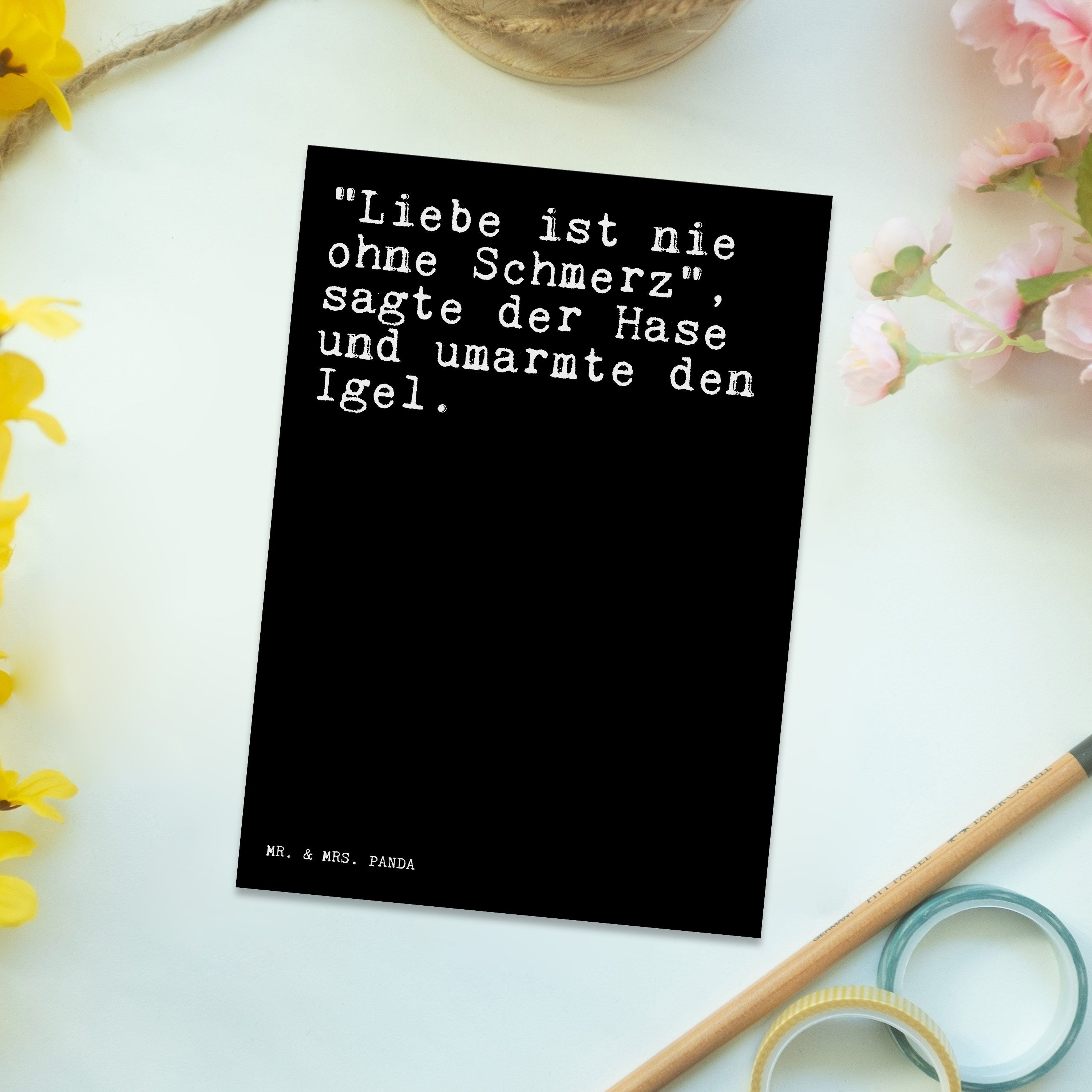 "Liebe Liebe Mr. & Geschenk, Schwarz - Herzs ohne... Mrs. Liebeskummer ist Postkarte - nie Panda