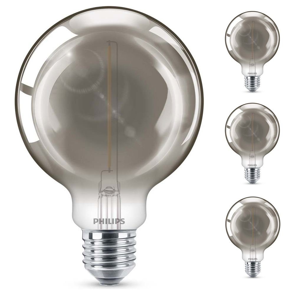 Philips LED-Leuchtmittel LED Lampe ersetzt 11W, E27 Globe G93, grau, warmwe, n.v, warmweiss