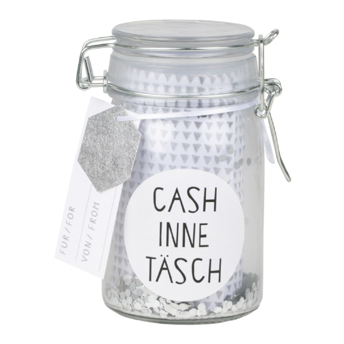 Räder Design Geschenkbox GIVING Kleines Geschenkglas Cash inne Täsch