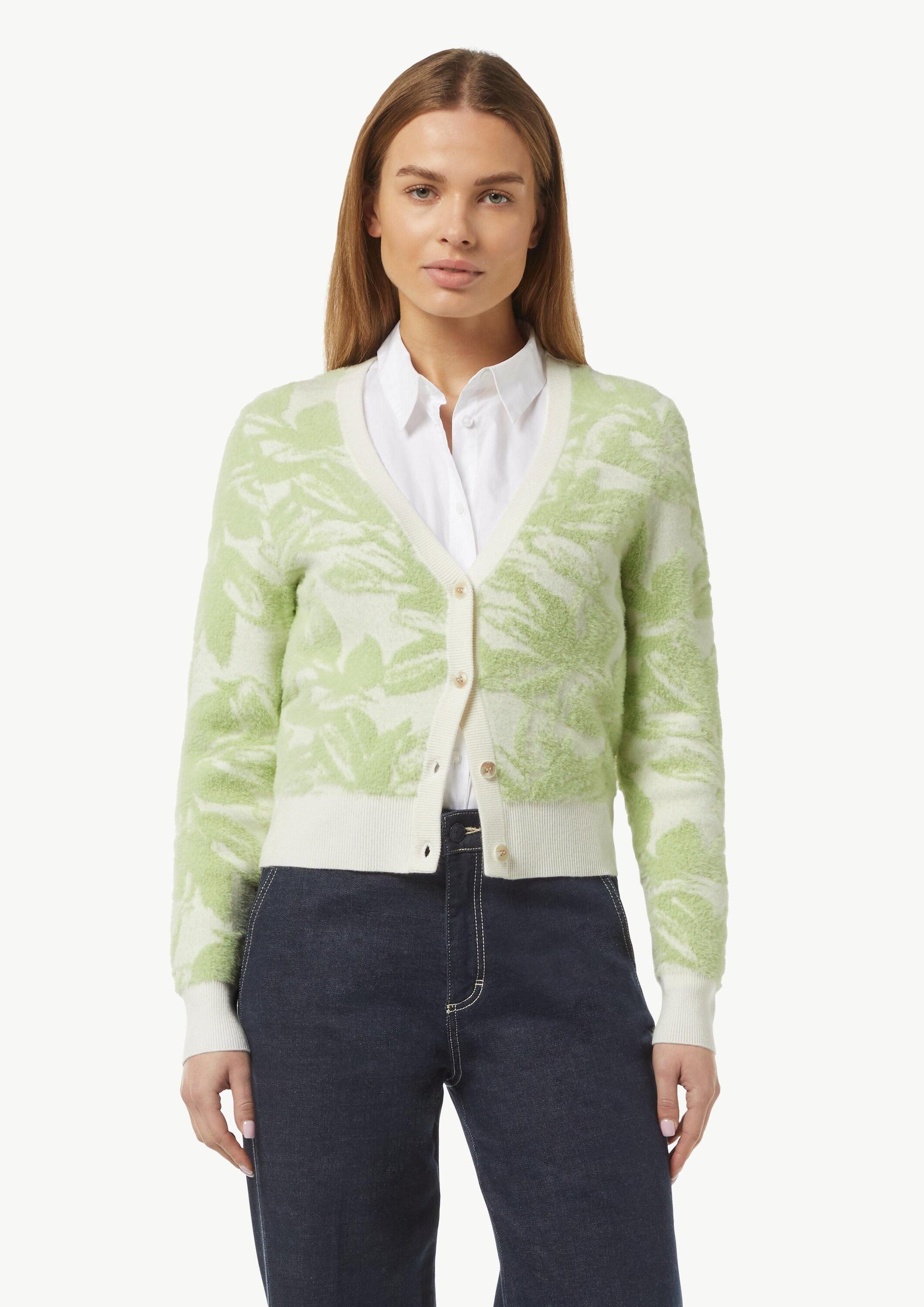 comma Cardigan Strickjacke Flauschige Jacquard-Strickjacke