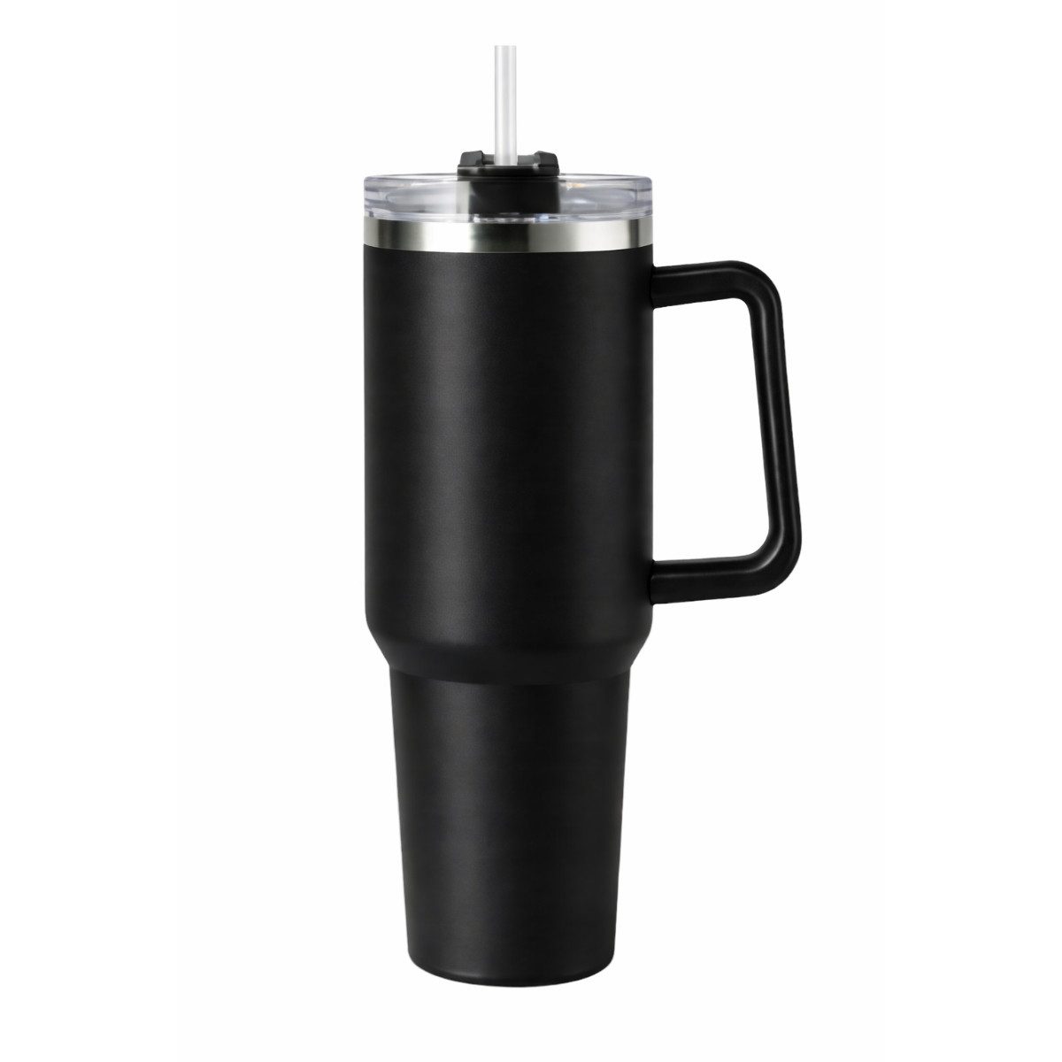 R2 Invest Isolierflasche Tumbler Thermobecher 1200 ml mit Griff und Strohhalm Edelstahl