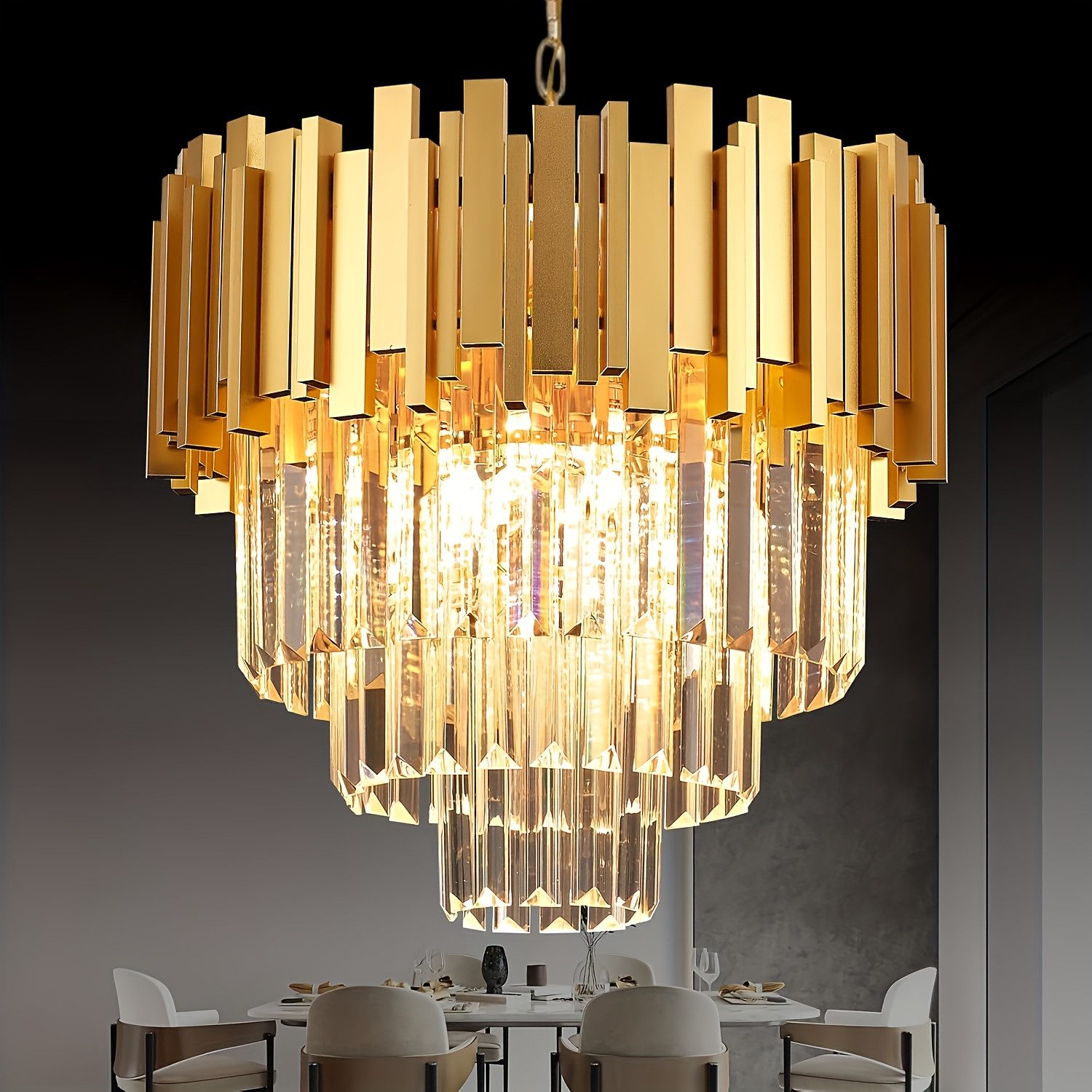 JDONG Kronleuchter Kristall Pendelleuchte Gold Chandelier günstig online kaufen