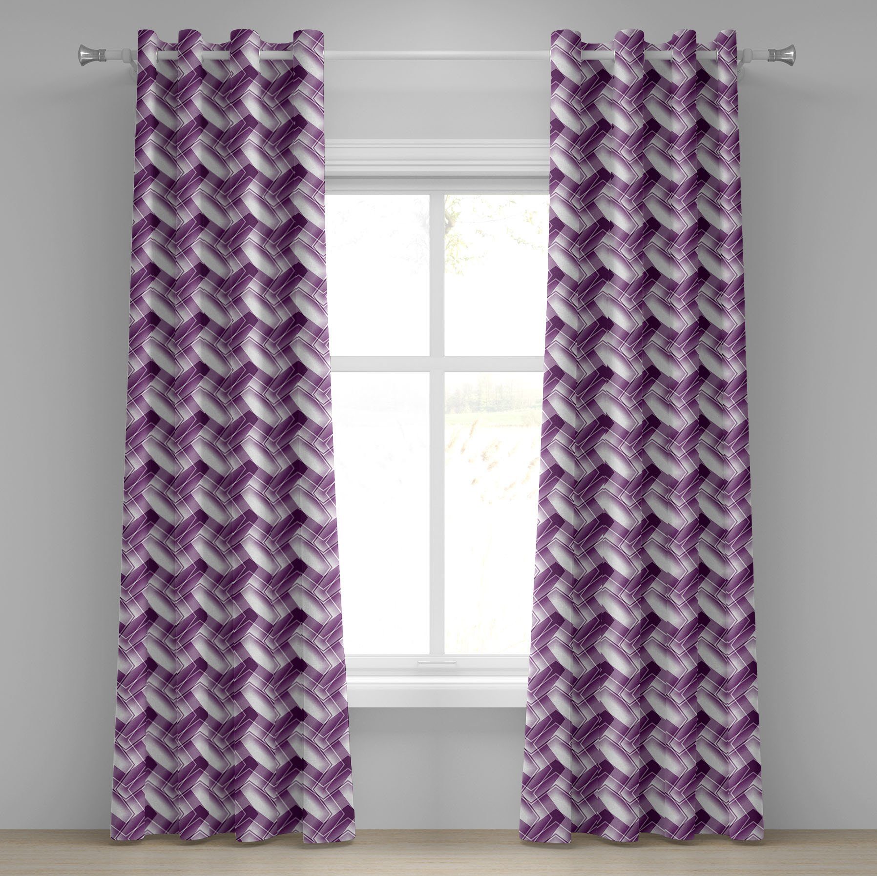 Gardine Dekorative 2-Panel-Fenstervorhänge für Schlafzimmer Wohnzimmer, Abakuhaus, Abstrakt Trippy Digitale Shapes
