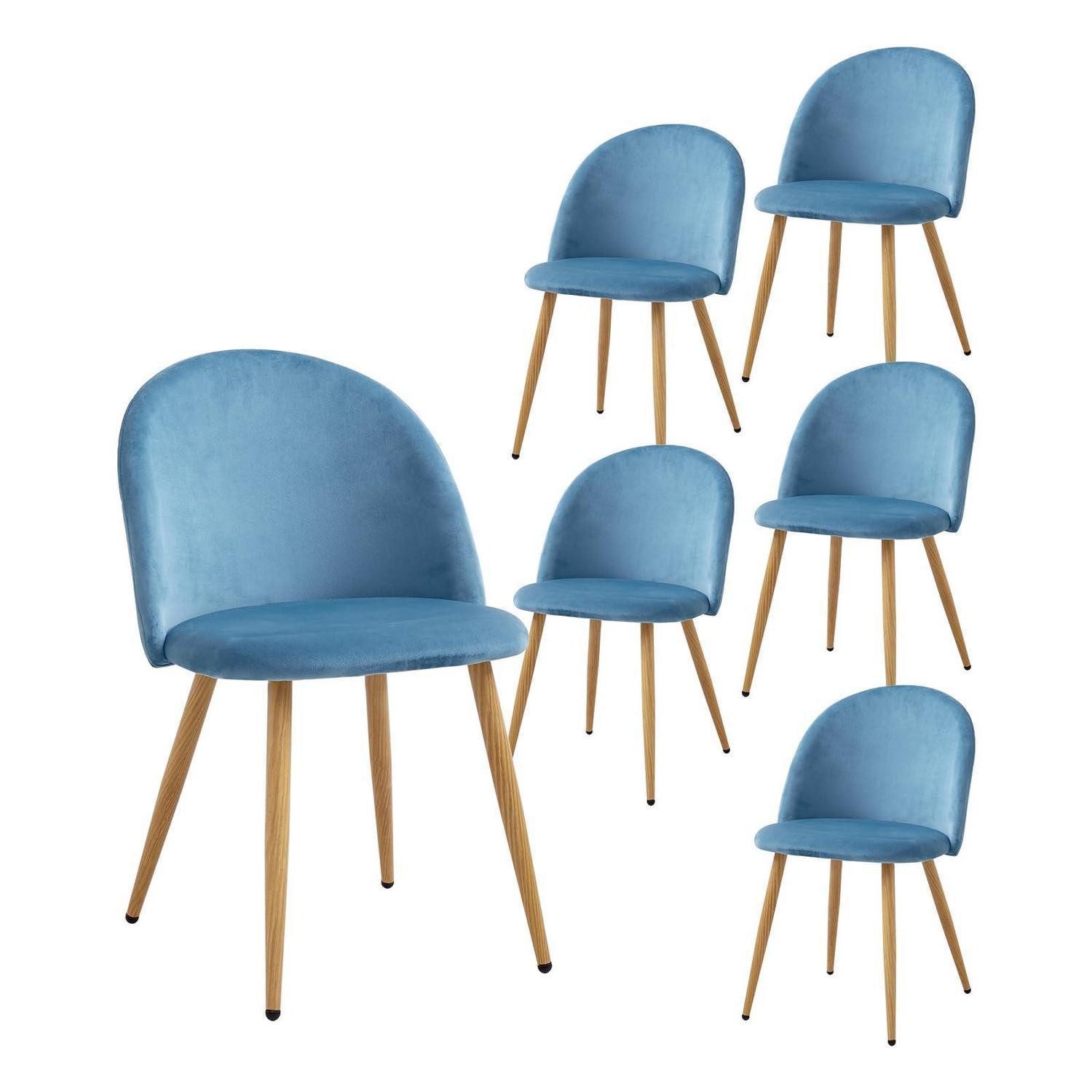 LuxusKollektion Esszimmerstuhl Esszimmerstuhl Samt Blau Wohnzimmer Set 2 4 6 6 Stühle Blau