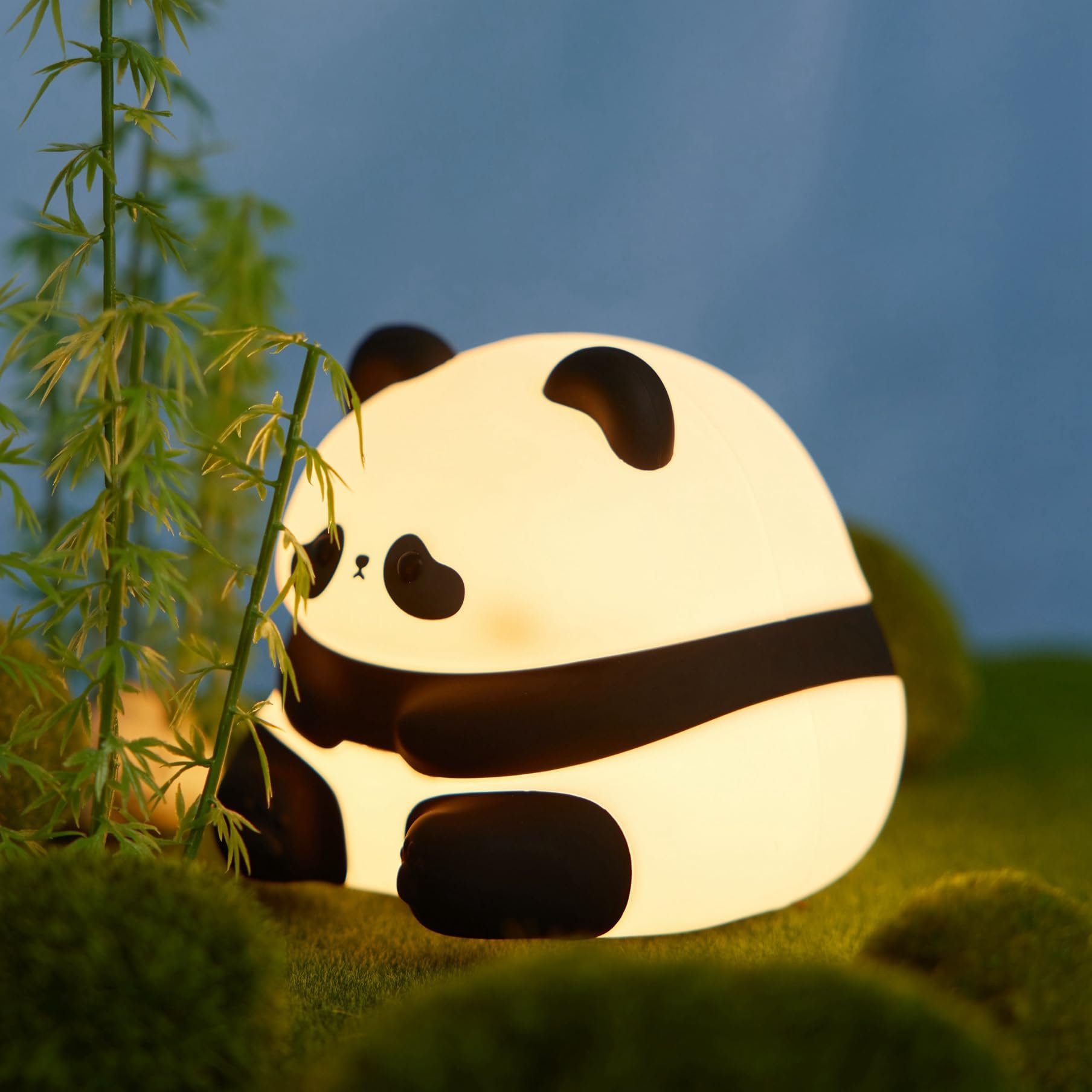 Powerwill LED Nachtlicht LED Baby Silikon Nachtlicht, süße Panda-Nachttischlampe, Silikon Dimmbare Nachtlicht für Kinder, LED fest integriert, Touch&Switch-Steuerung, Nachtlampe USB Aufladbare, für Baby,Kinderzimmer,Camping,Geschenk