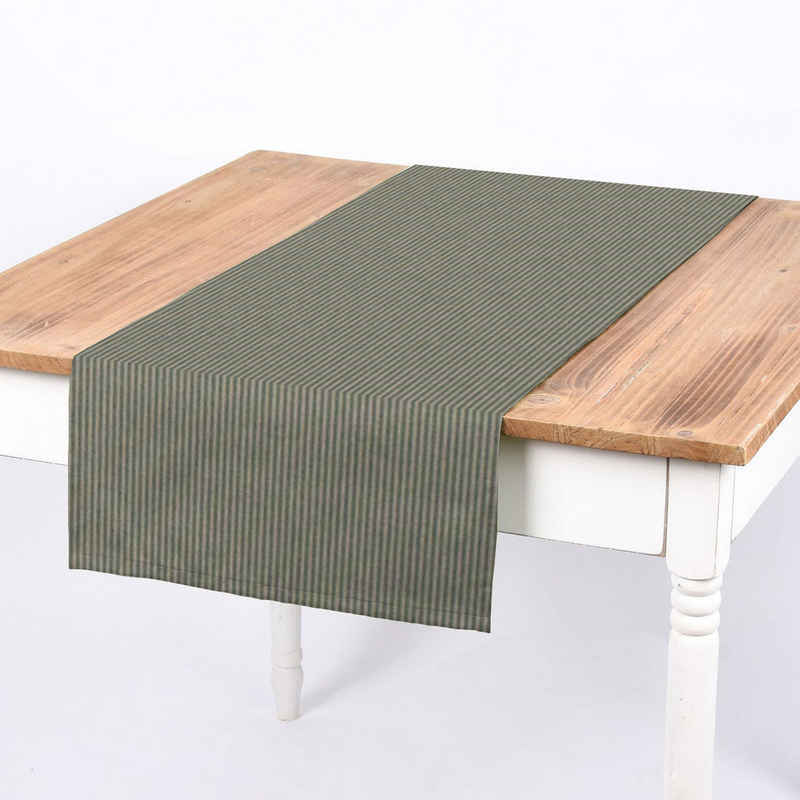 SCHÖNER LEBEN. Tischläufer SCHÖNER LEBEN. Tischläufer Streifen 3mm beige mintgrün 40x160cm, handmade