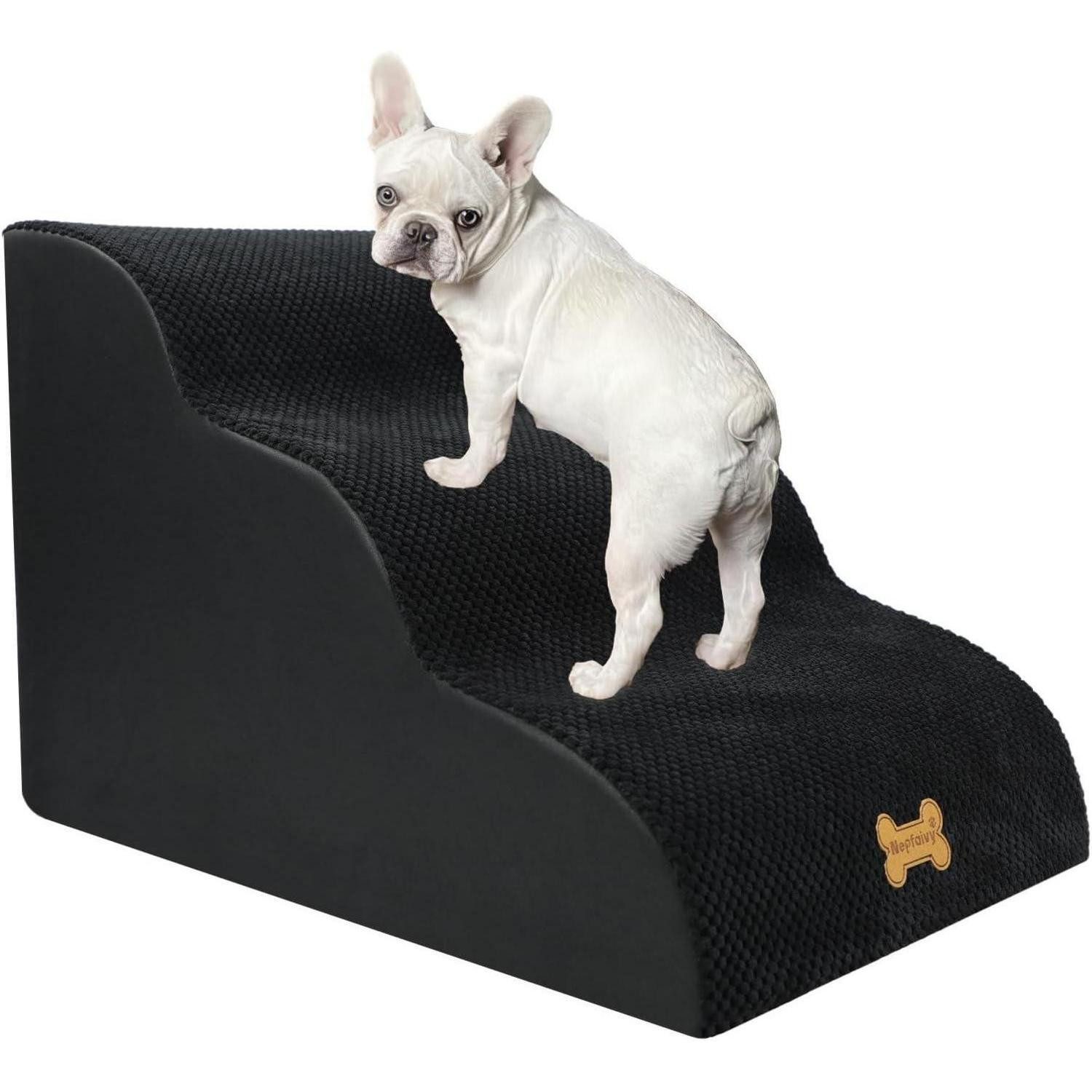 LuxusKollektion Haustiertreppe Hundetreppe kleine Hunde abnehmbar 3 Stufen Schwarz Hundetreppe