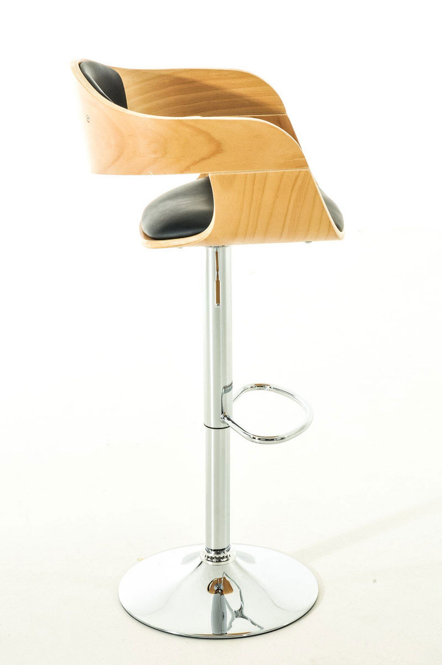 TPFLiving Barhocker höhenverstellbar (Barstuhl mit Rückenlehne - Hocker für Küche), 360° drehbar - Metall mit Chromoptik - Sitz: Kunstleder Natura/Schwarz