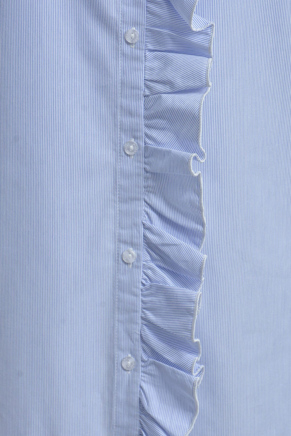 Milano Italy Kurzarmbluse shirt blouse w/ ruffle at placket 1/1 sleeve