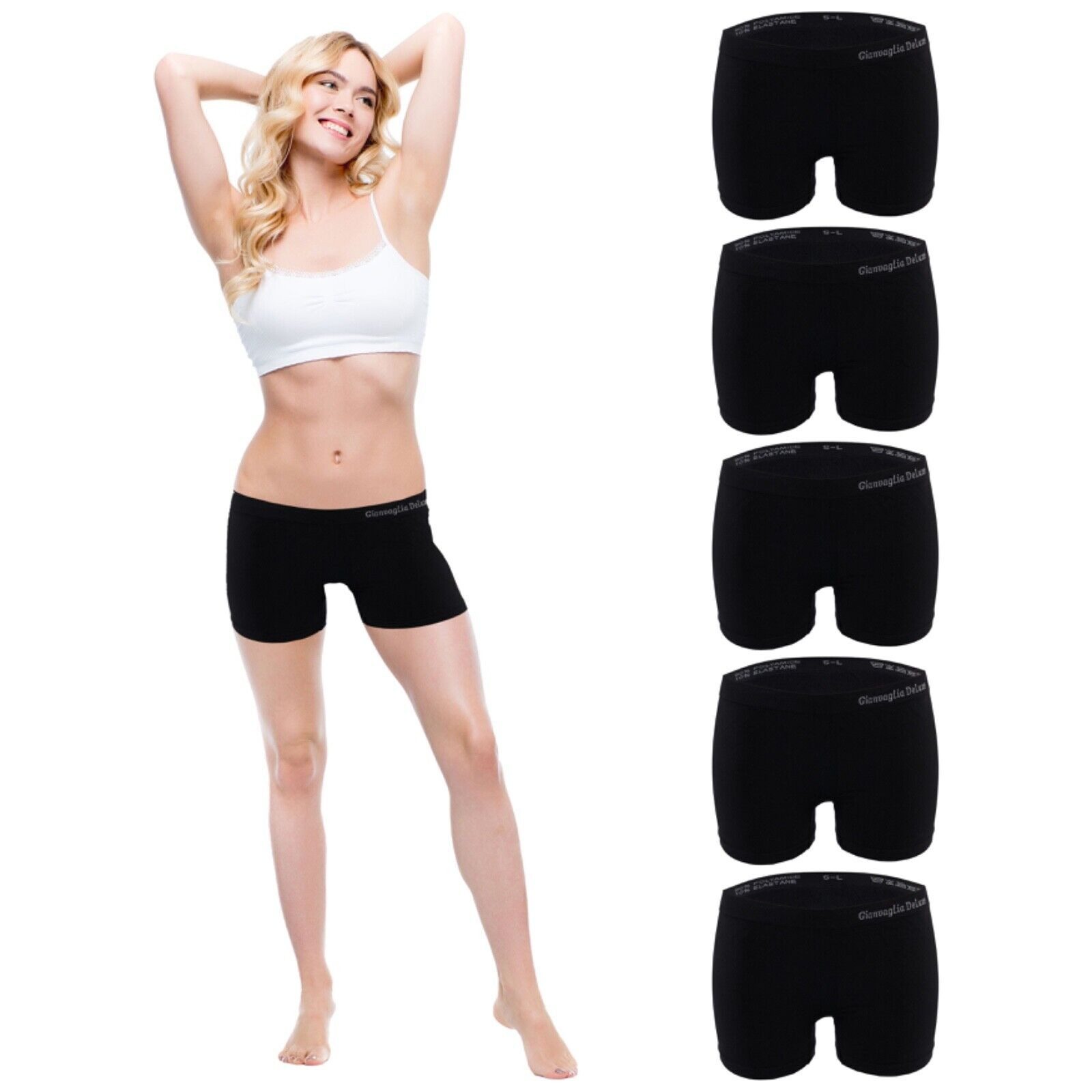 TEXEMP Boxershorts 6er Pack Damen Unterhosen in Schwarz Microfaser Panty Ho günstig online kaufen