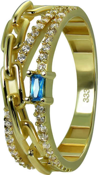 GoldDream Goldring GoldDream Gold Ring Glamour Gr.58 (Fingerring), Damen Ring Glamour, 58 (18,5), 333 Gelbgold - 8 Karat, gold, hellblau