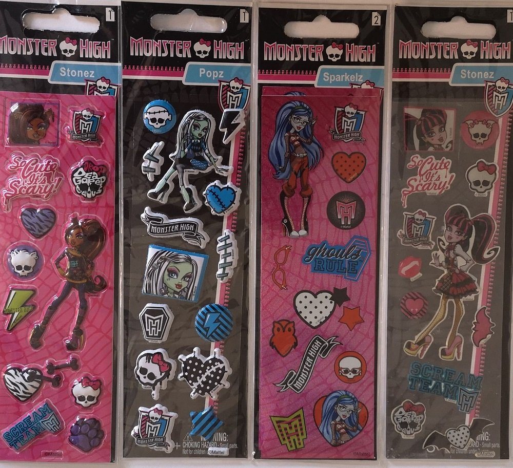 Thumbnail - Trendhaus Sticker Monster High Aufkleber Popz -4 fach sortiert- Mitgebsel, (4-tlg)