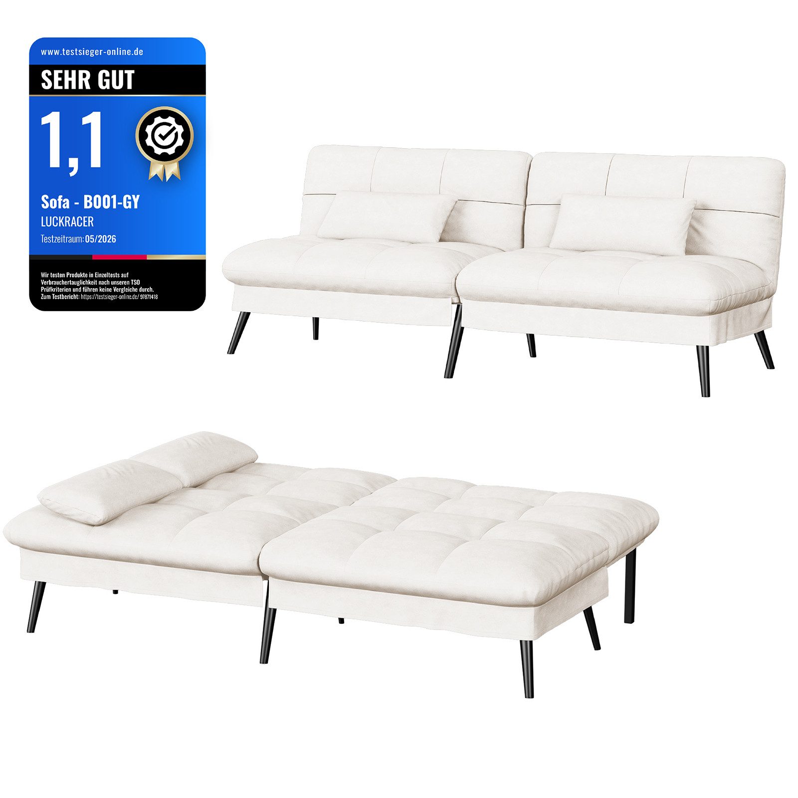 GTPLAYER Schlafsofa Bettsofa mit Schlaffunktion, Klappsofa