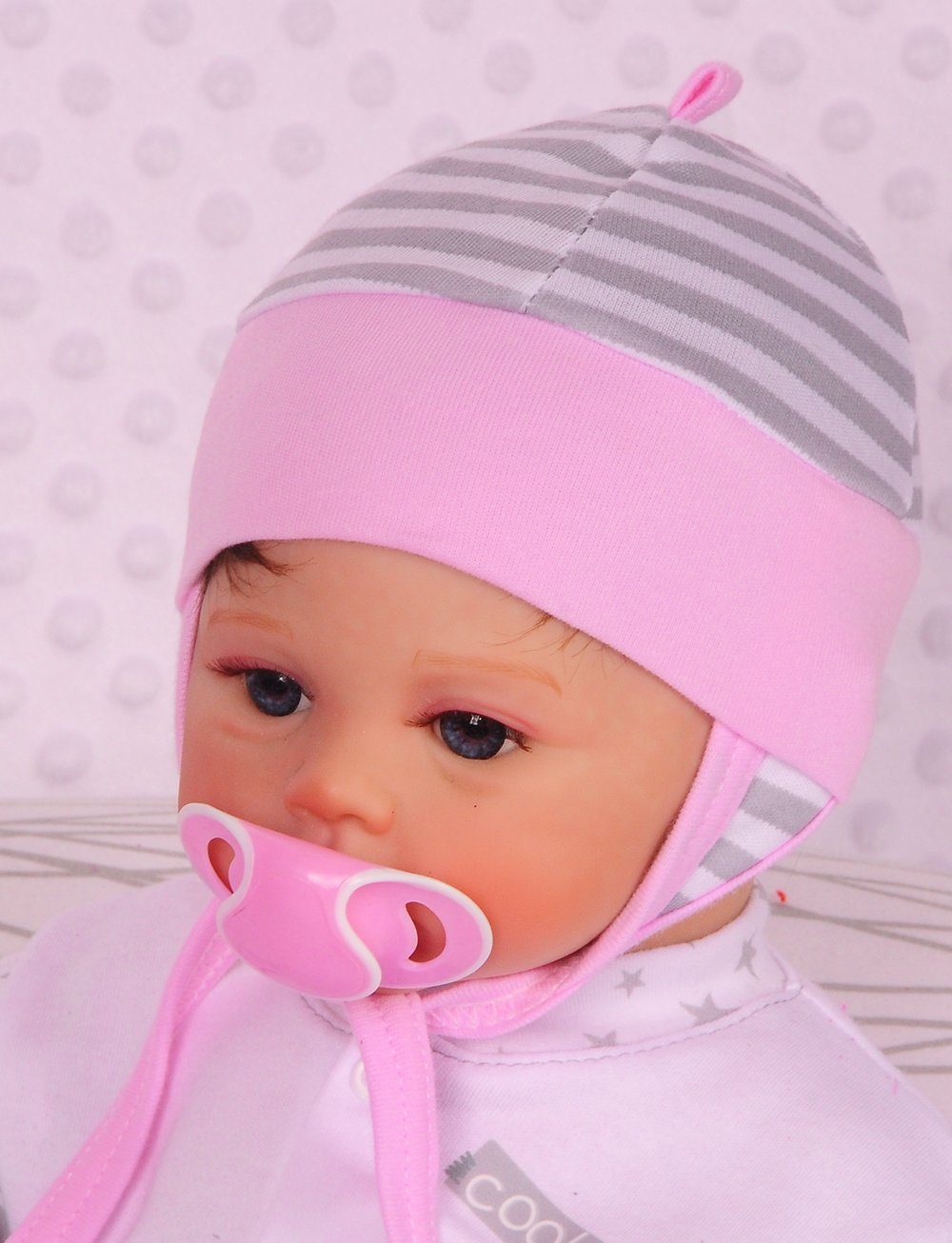 La Bortini Erstlingsmütze Mütze für Neugeborene Babymütze Baby Haube 32 34 aus reiner Baumwolle