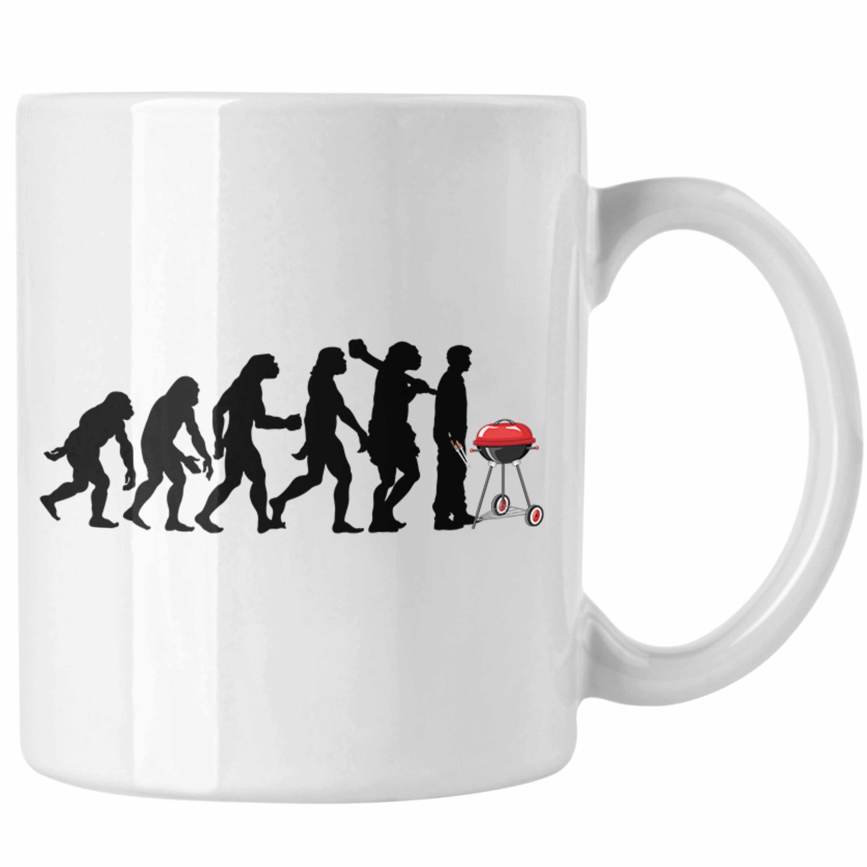 Trendation Tasse Trendation - Grillen Herzschlag Geschenk Tasse Sommer Kaffeetasse Becher Vatertag Geschenkidee Steak Fleisch Fans Weiss | Teetassen