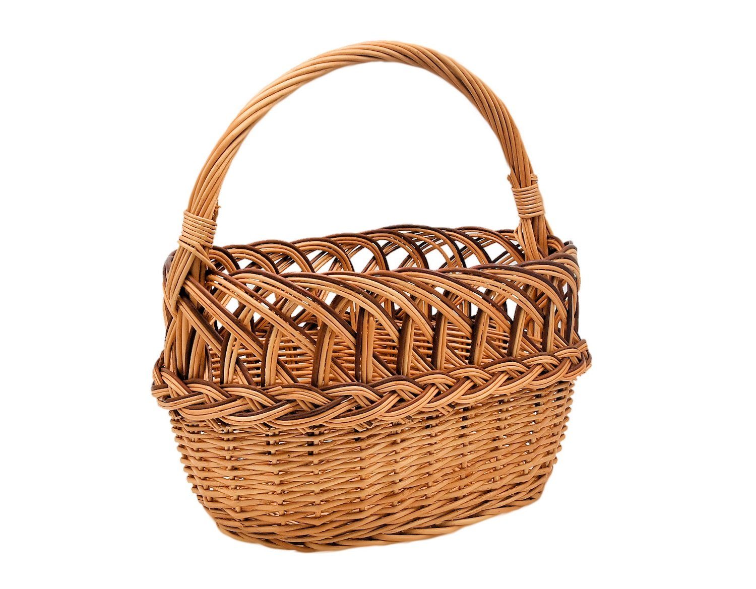 MyBer® Einkaufskorb Weidenkorb Korb geflochten stabiler Tragekorb aus Weide braun, 37/20/20 (40)cm Stabiler Tragekorb aus Weide. Handarbeit K1-002-DBR