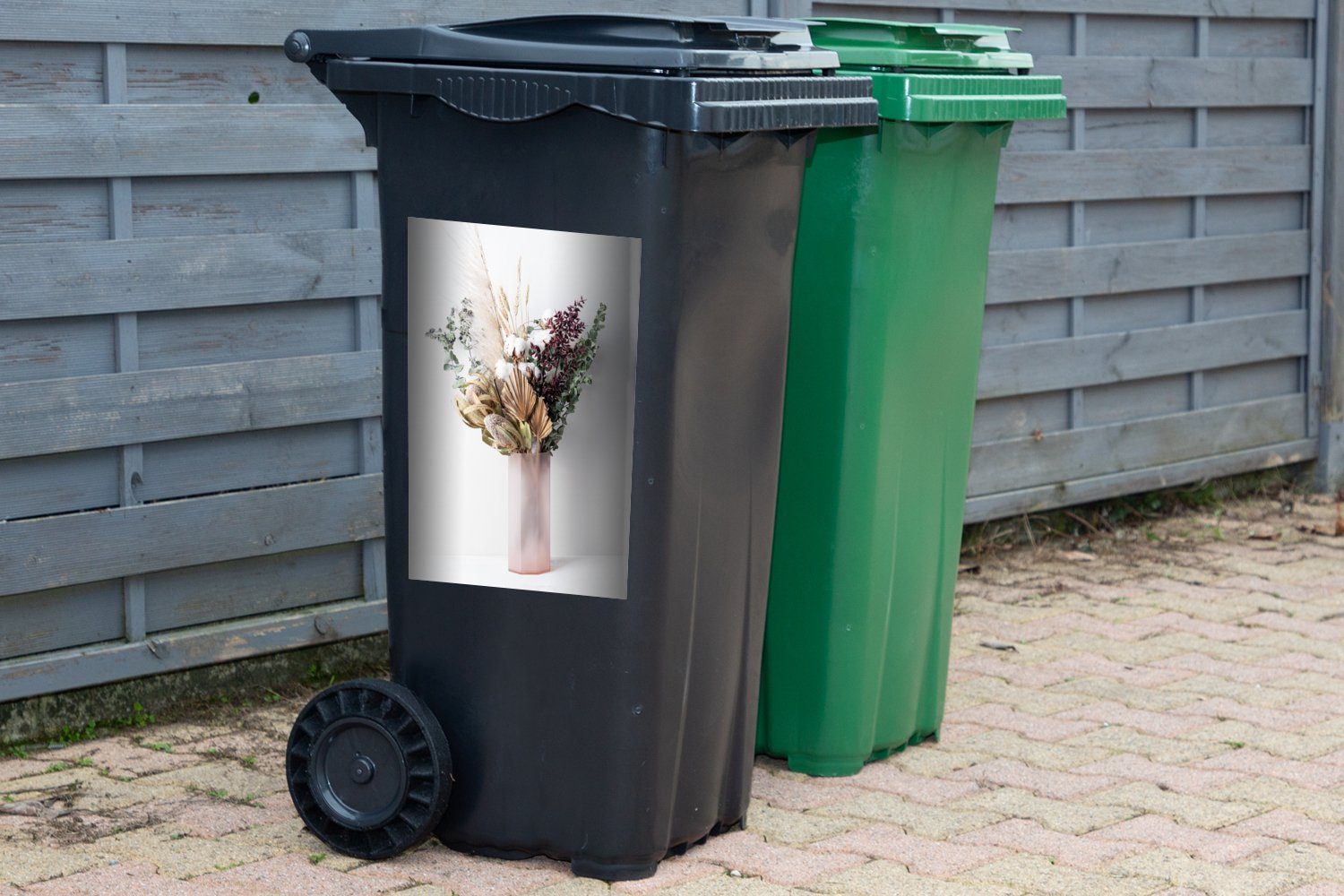 Blumen Container, Blätter Abfalbehälter Sticker, Mülleimer-aufkleber, MuchoWow Wandsticker - - Stilleben St), (1 Mülltonne,
