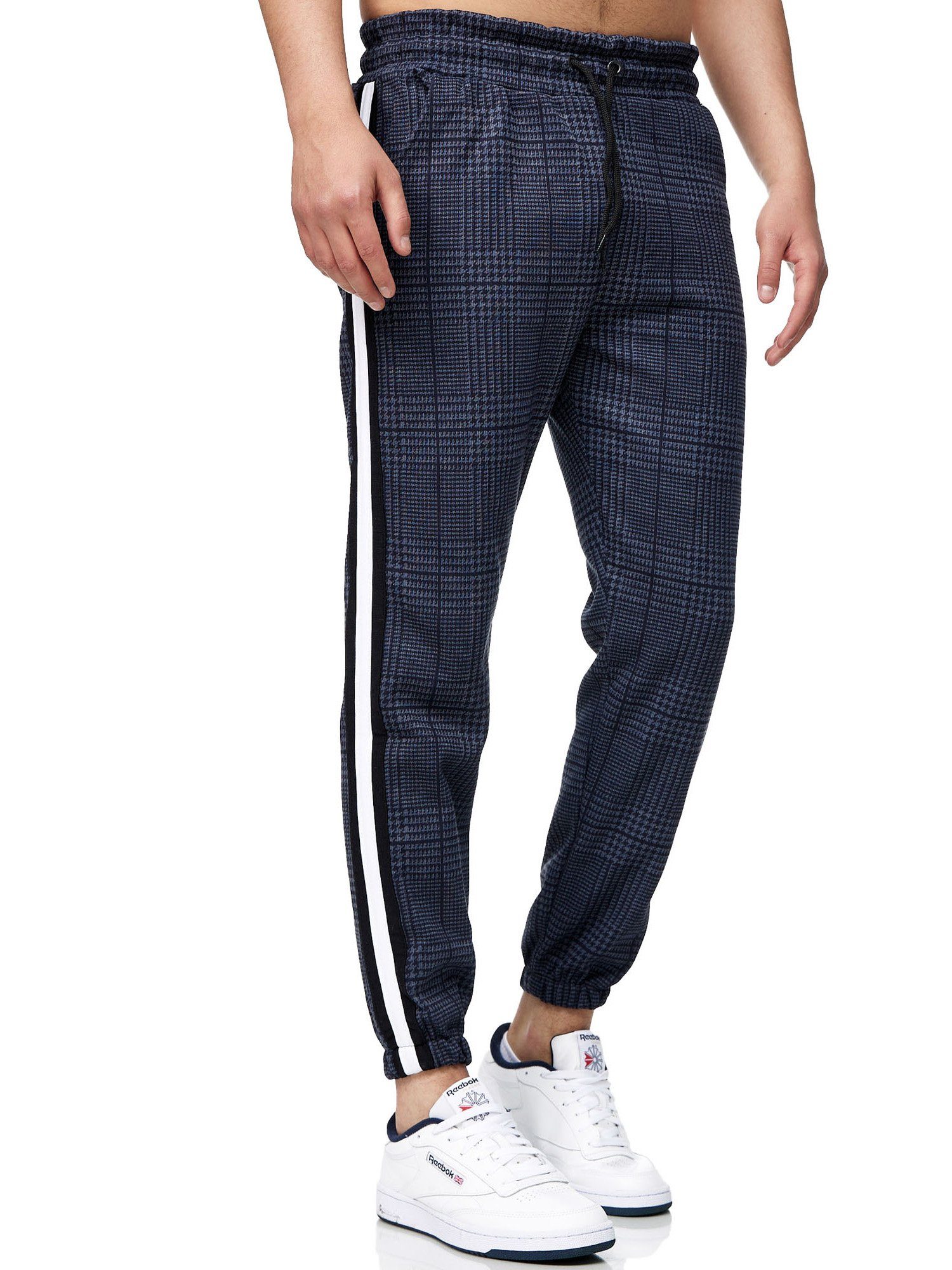 John Kayna Männer (Sporthose Navy Weiss hose Casual Freizeit Trainingshose Herren Sport Trainingshose Sweatpants, Stripe Jogginghose Fitness Sweatpants Jogginghose 1-tlg)