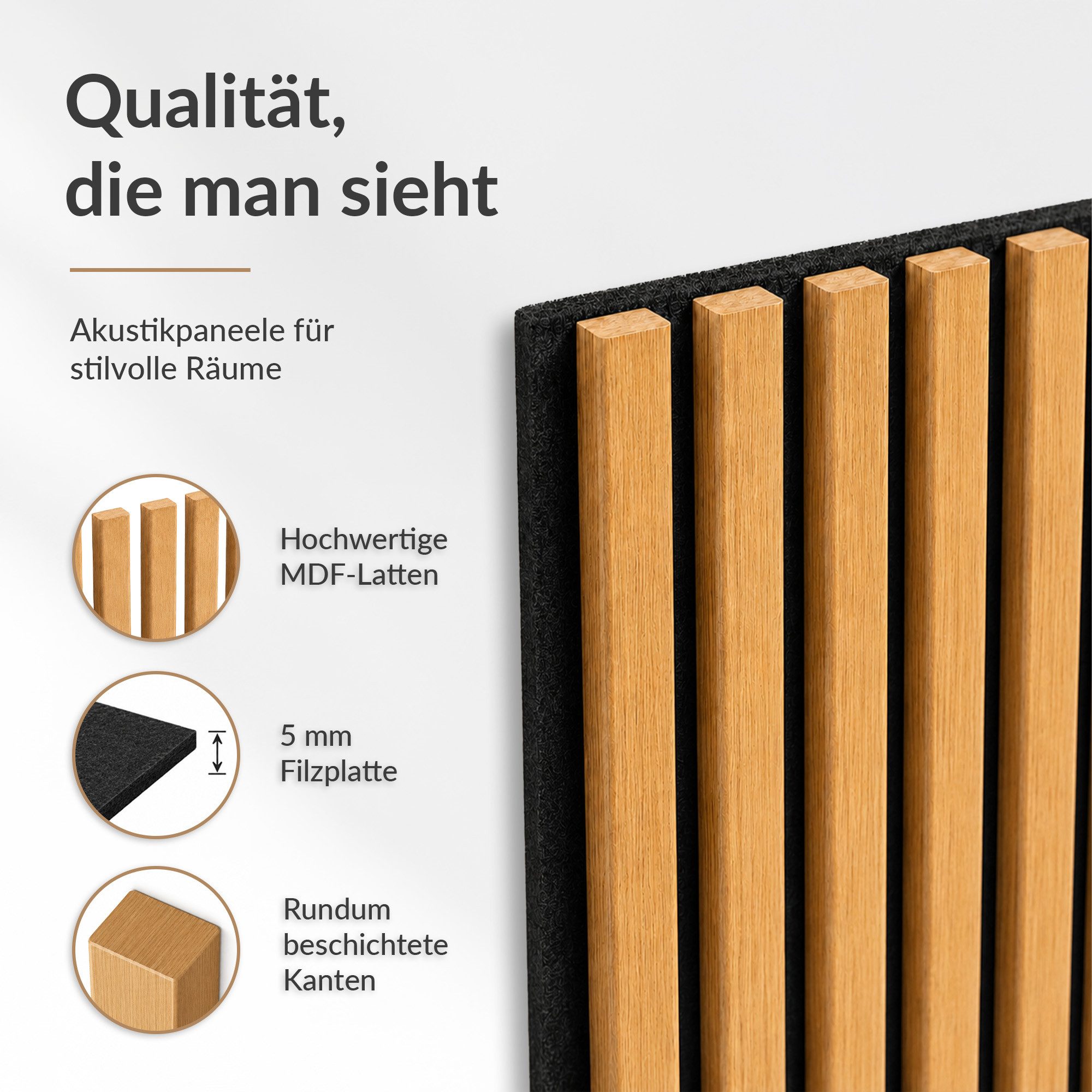 Planetmöbel Garderoben-Set AMYRA Flur Garderobe Spiegel mit Beleuchtung & Akustikpaneele, (LED Spiegel Nivora 50 x 100 cm, Touch-Funktion, Dimmbar, Konsolentisc – Bild 5 von 5