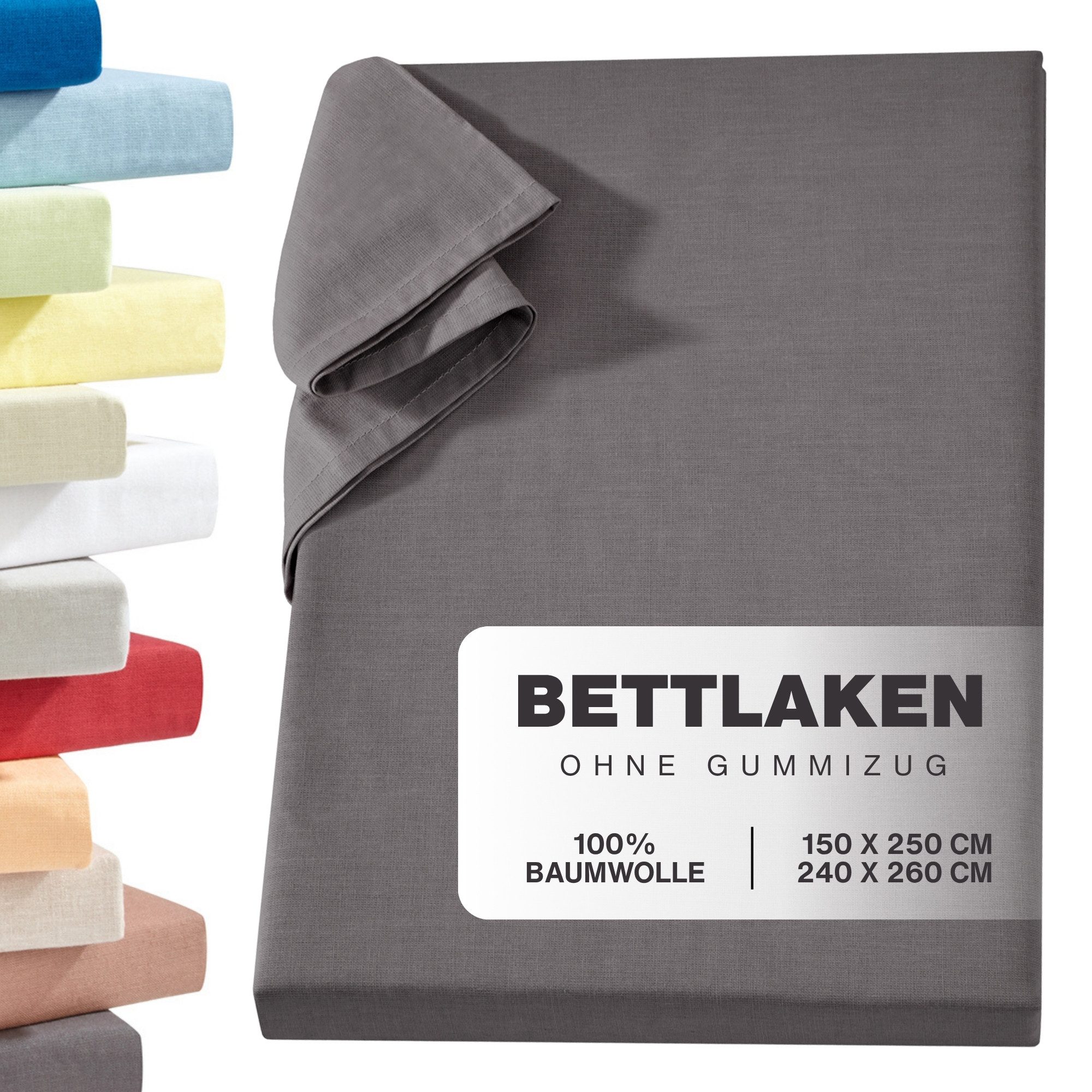 Carpe Sonno Betttuch Linon Haustuch Bettlaken ohne Gummizug Baumwolle Leintuch Laken Decke, Baumwolle, Gummizug: ohne, (1 Stück), Überwurf Bett Sofa Sessel Couch leichte Sommer Bettdecke 150x250
