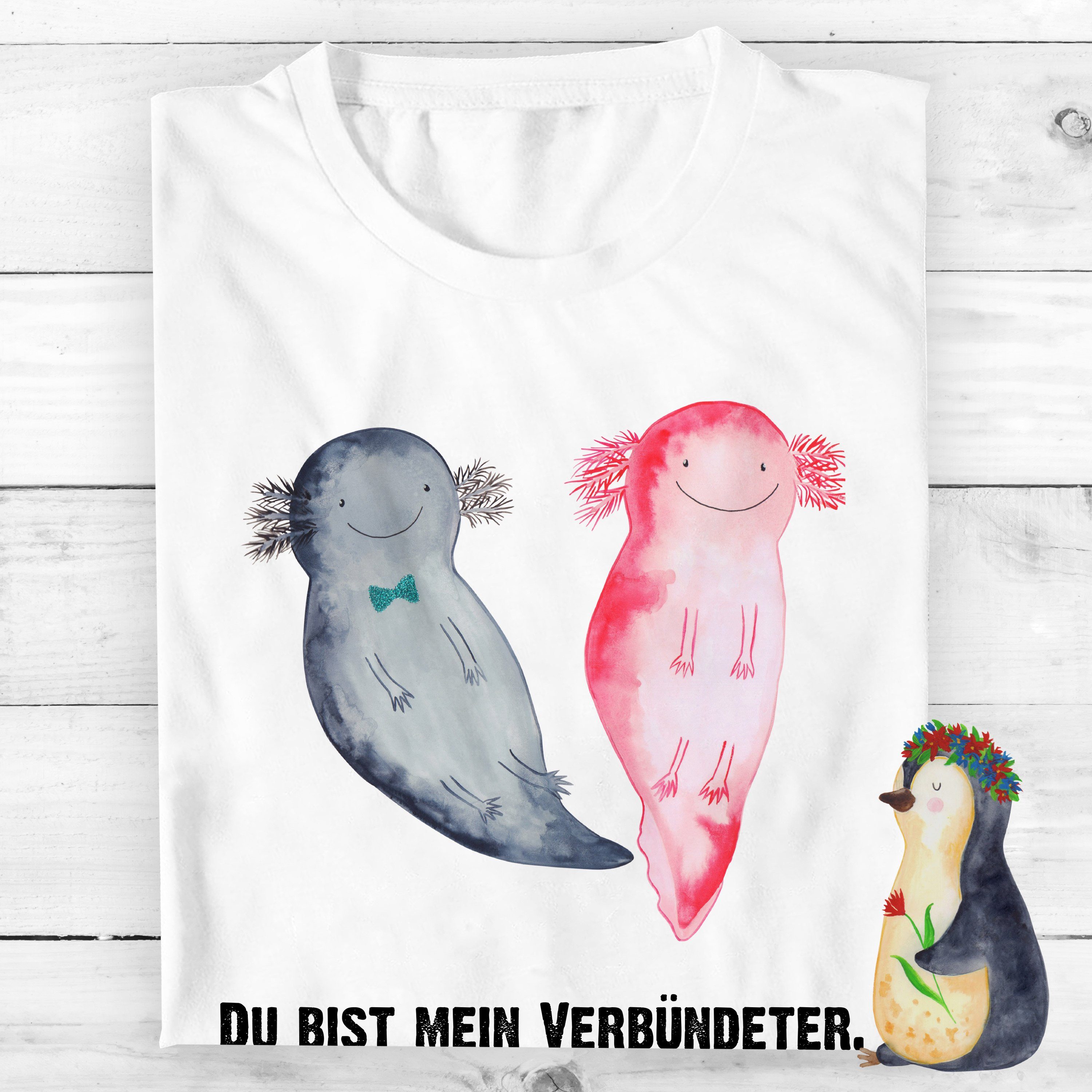 Freund, - Weiß Axel+Lotte Liebe, Liebesbeweis, & Geschenk, (1-tlg) Sp Axolotl - T-Shirt Panda Mrs. Mr.