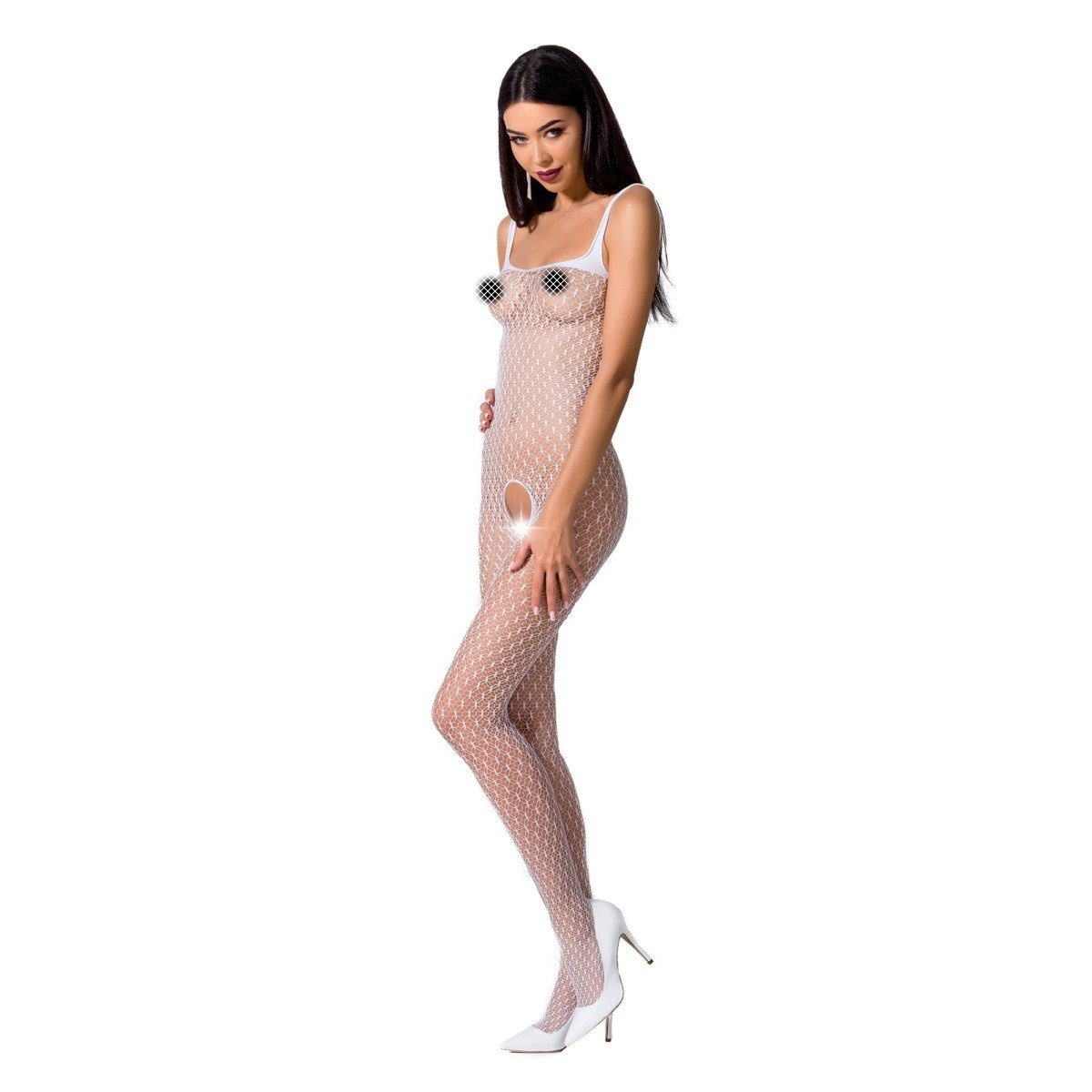 Passion-Exklusiv Catsuit PE Bodystocking - BS071 (S/L) white