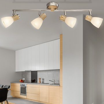 etc-shop LED Deckenspot, Leuchtmittel inklusive, Warmweiß, Decken Leuchte Holz Strahler Glas Spot Wohn Zimmer Lampe