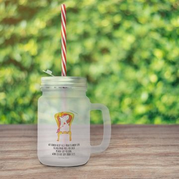 Mr. & Mrs. Panda Cocktailglas Einhorn König - Transparent - Geschenk, Strohhalm Glas, Glas, Einhörn, Premium Glas, Liebevolle Präsentation
