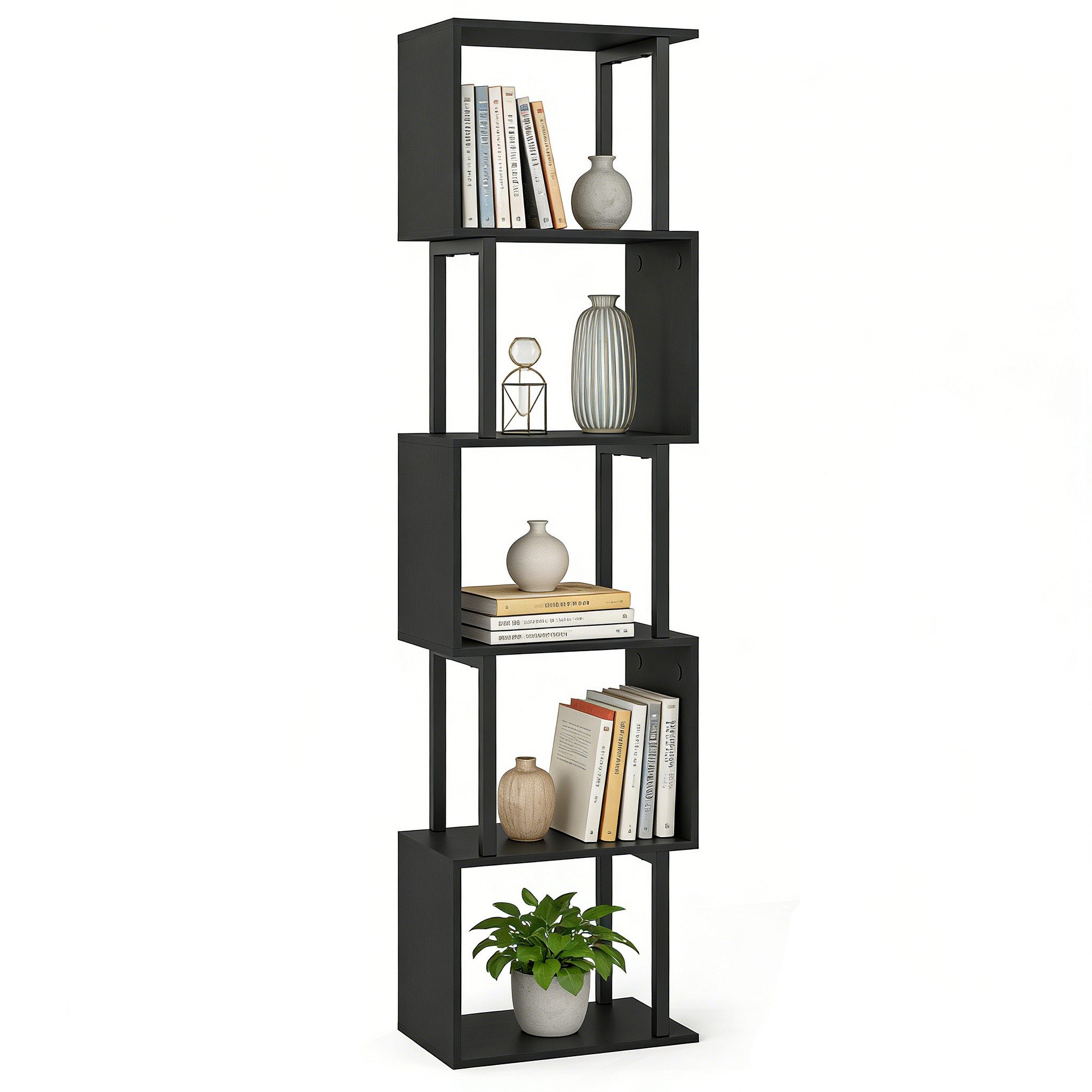 KOMFOTTEU Bücherregal, 5-stufiges Standregal Aufbewahrungsregal