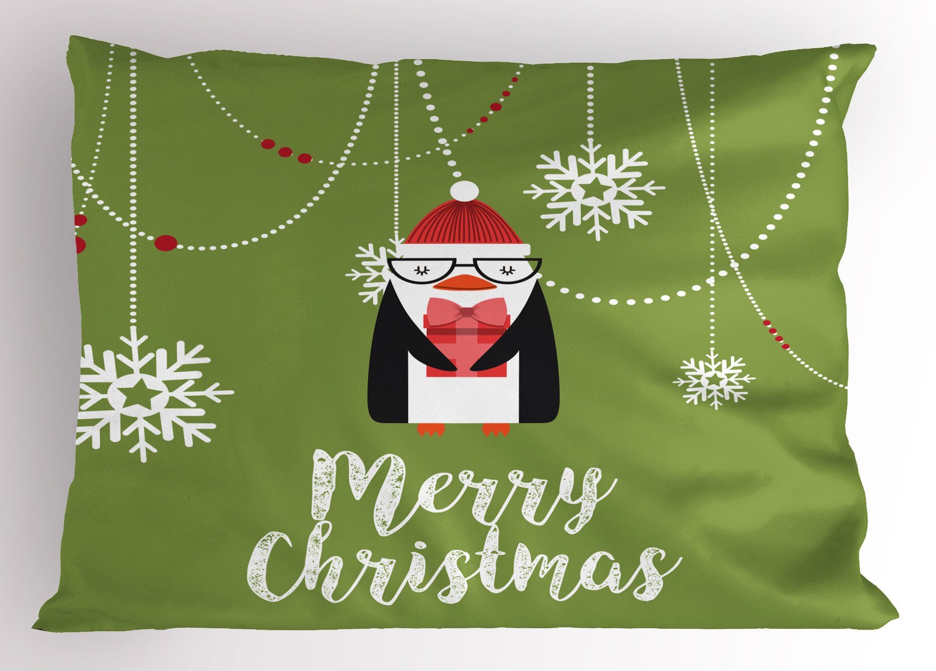 Kissenbezüge Dekorativer Standard King Size Gedruckter Kissenbezug, Abakuhaus (1 Stück), Weihnachten Nerdy Lustiges Pinguin Noel