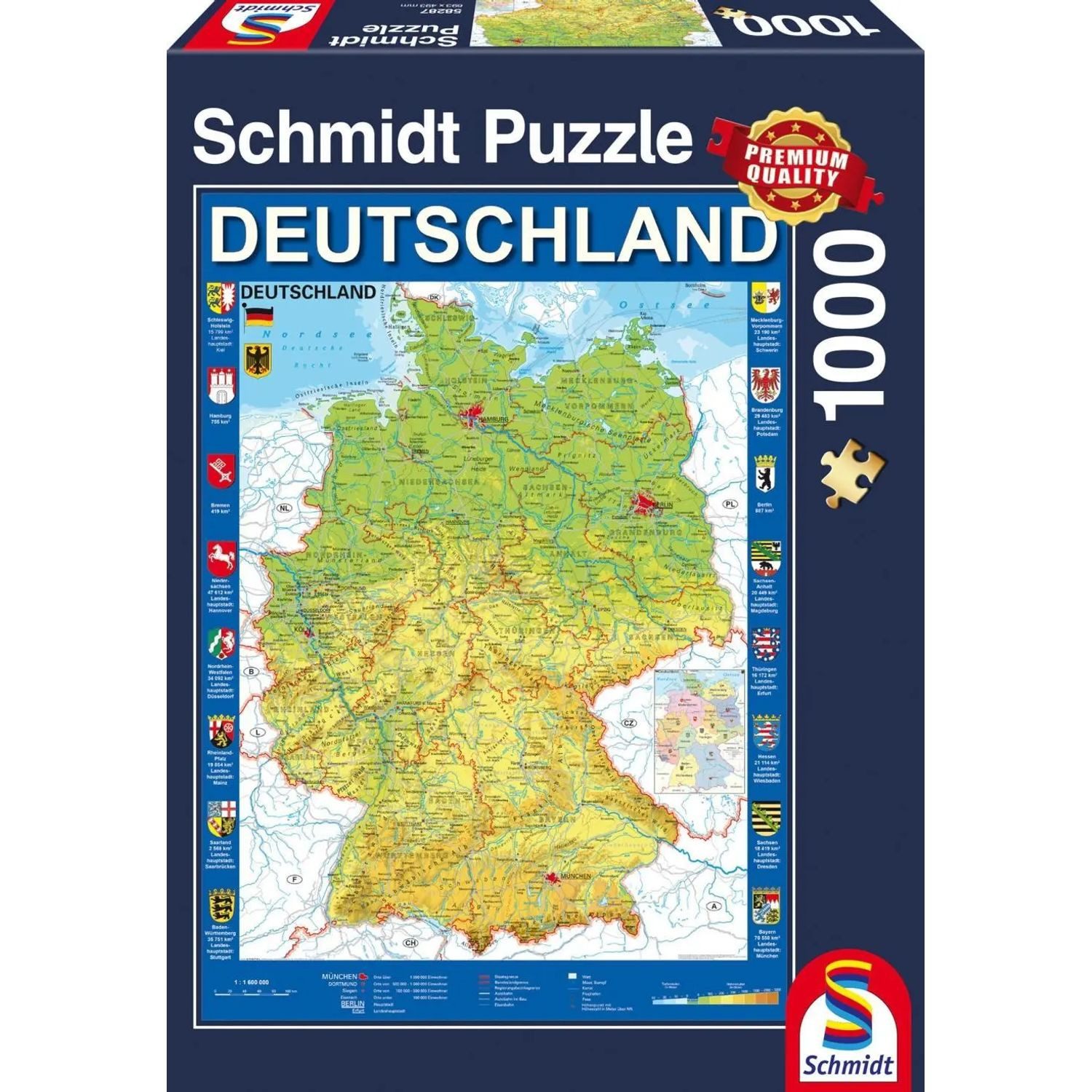 Schmidt Spiele Puzzle Deutschlandkarte, 1.000 Teile Puzzle, 1000 Puzzleteile