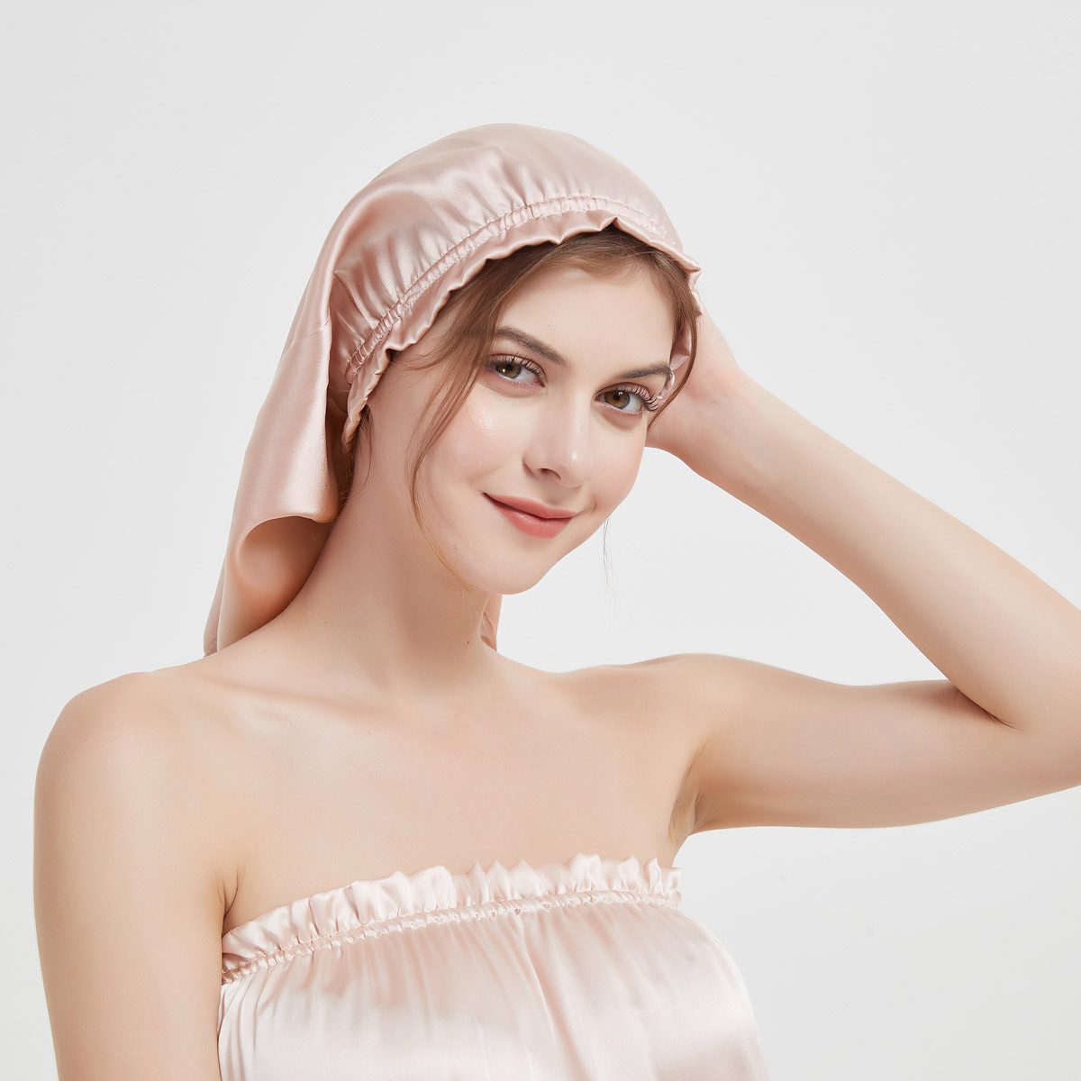 Vivi Idee Duschhaube Luxuriöse Schlafmütze aus 100% Maulbeerseide, Seidenmü günstig online kaufen