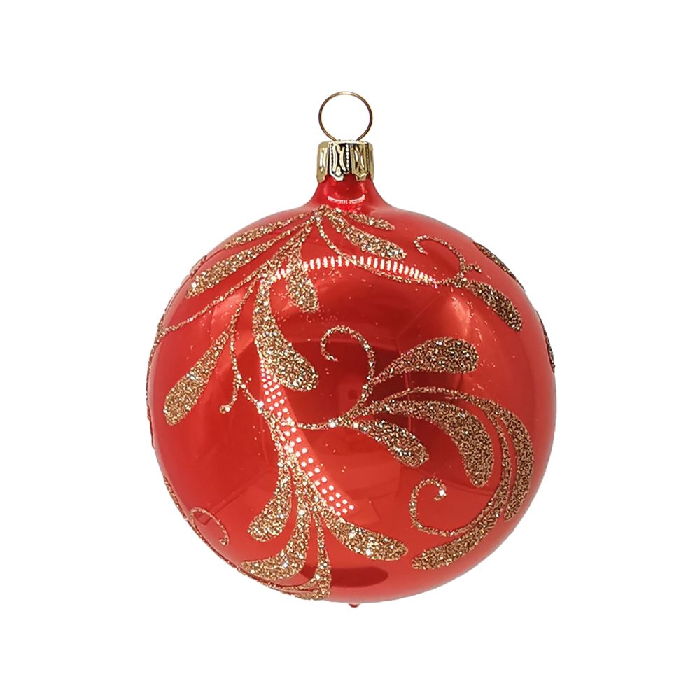 Schatzhauser Weihnachtsbaumkugel Christbaumkugel Blütenbouquet orange opal (1 St), mundgeblasen, handbemalt