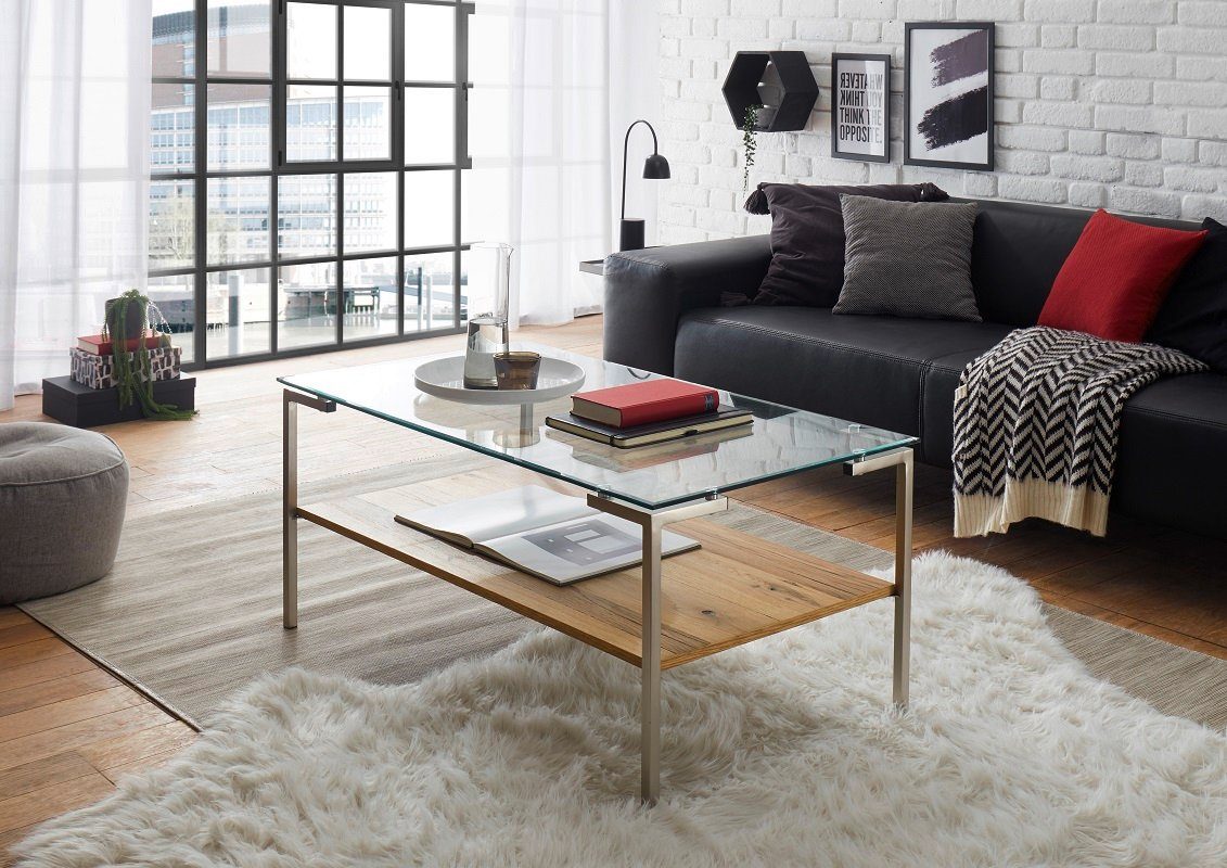 MCA furniture Couchtisch Couchtisch Glasgow mit Glasplatte, 110X60 (no-Set), Breite 110 cm,Tischplatte aus Glas