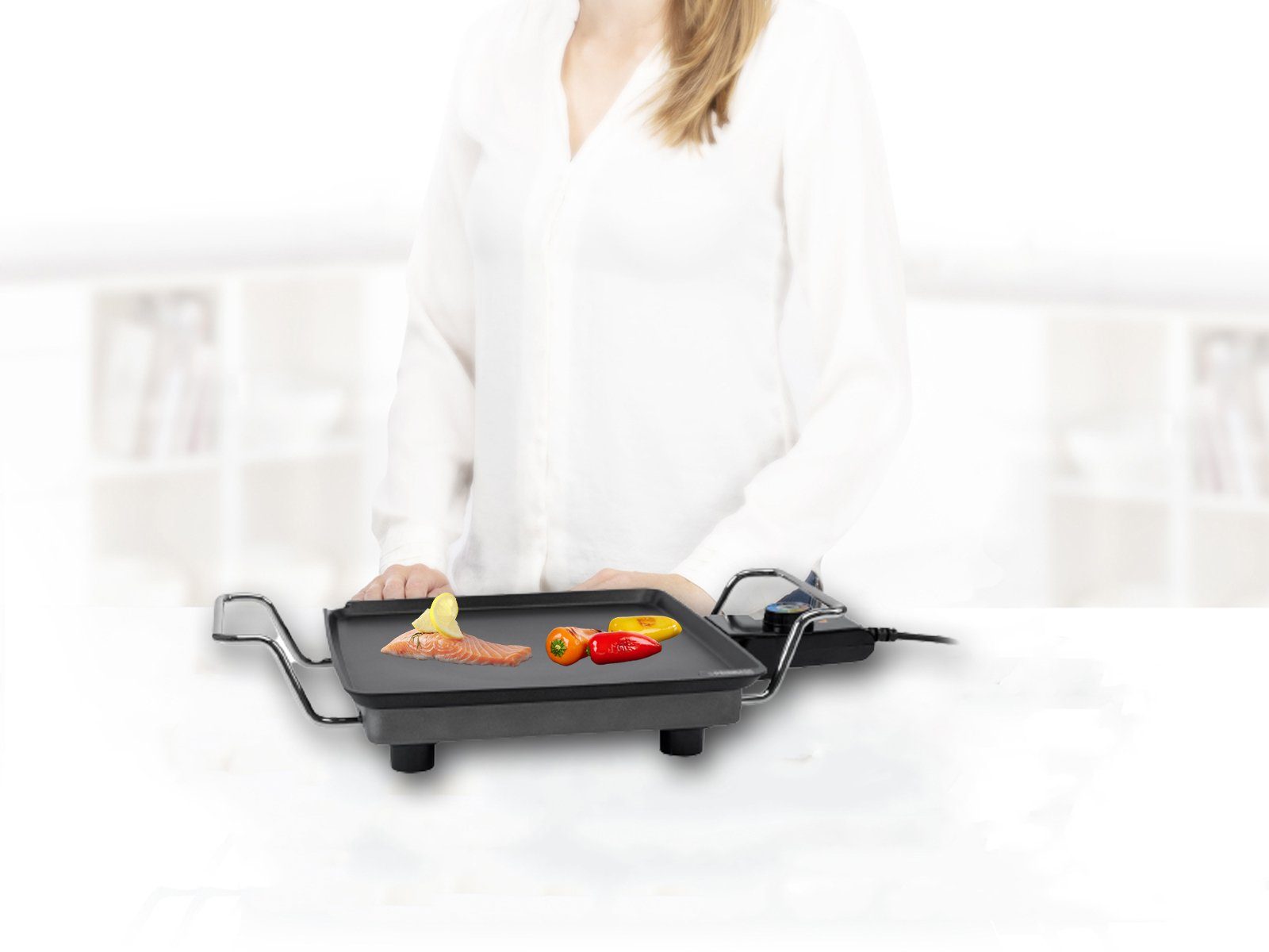 PRINCESS Teppanyakigrill, 1900 W, Japanischer Tischgrill für Zuhause 1-2 Personen Grillplatte 28x28cm