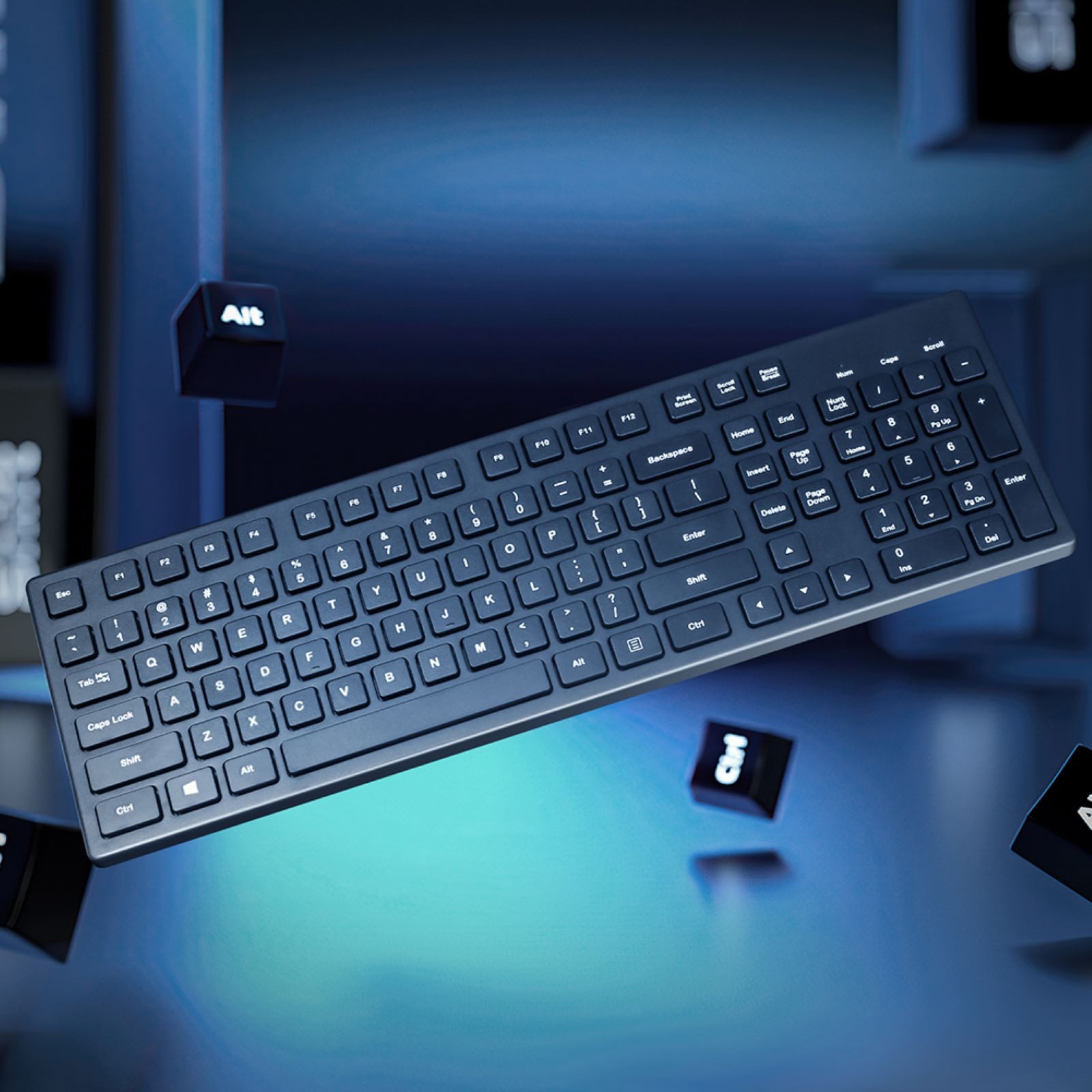 SHOU PC-Tastatur USB Kabel Schwarz 104 Tasten US Layout für PC&Laptop Büro PC-Tastatur (Geräuschloses Office-Modell mit US QWERTY,kompatibel Windows/Mac/Linux)