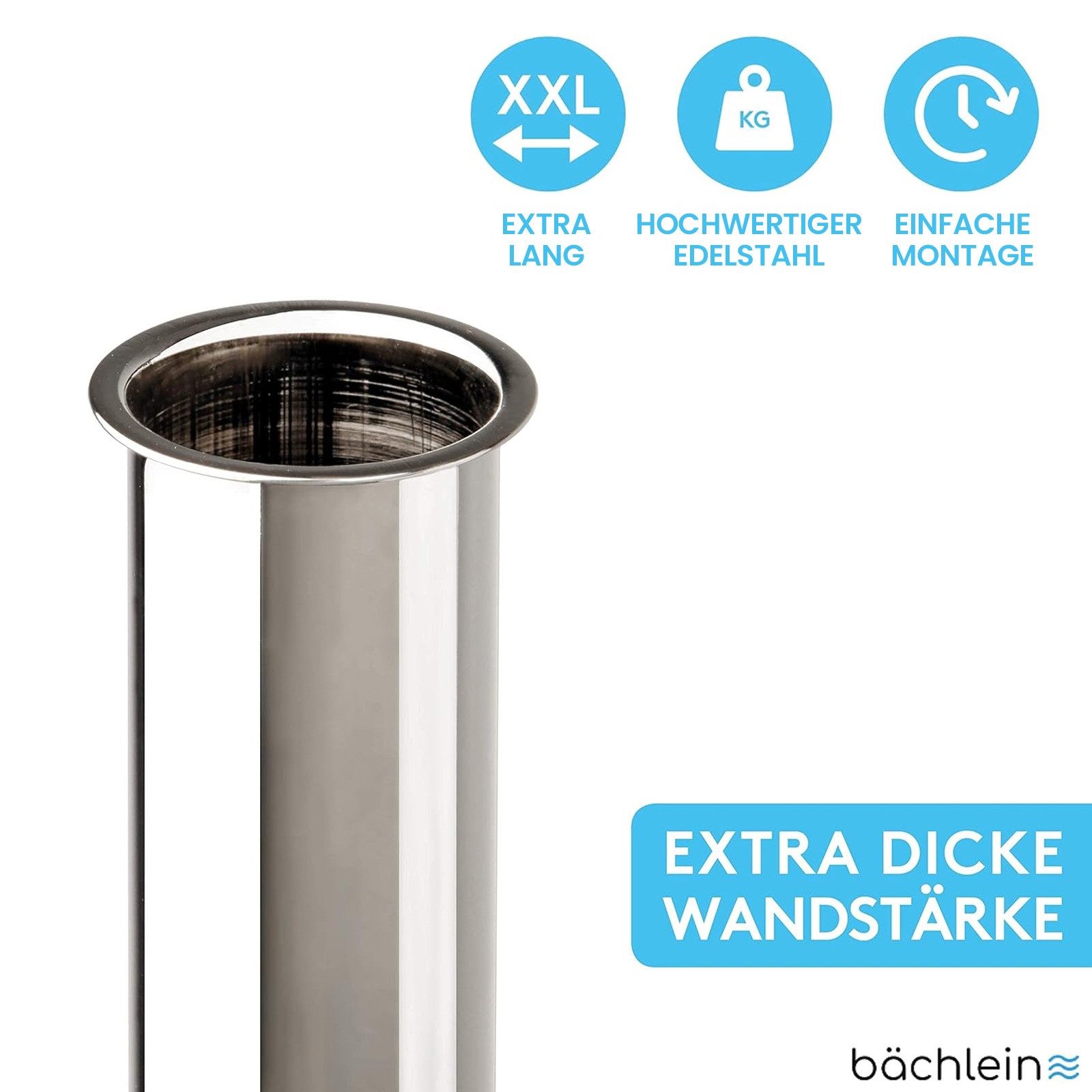 Bächlein Siphon Siphon-Tauchrohr, Verlängerung für Siphon Geruchsverschluss, extra langes Tauchrohr bis 400 mm