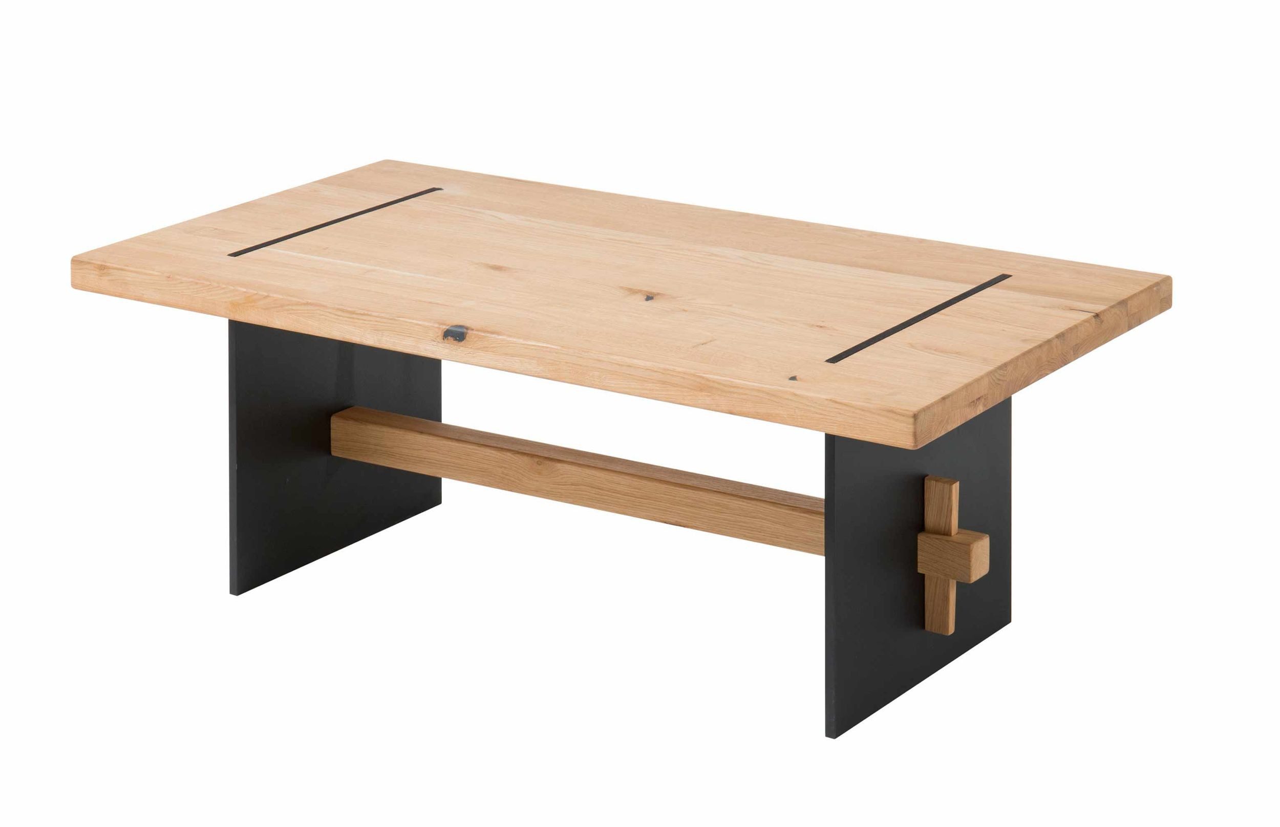 Bega Consult Couchtisch Couchtisch MARES 110 x 60 cm Eiche massiv Tischbeine Metall