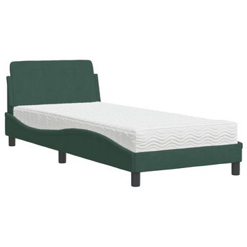 vidaXL Bett Bett mit Matratze Dunkelgrün 90x190 cm Samt