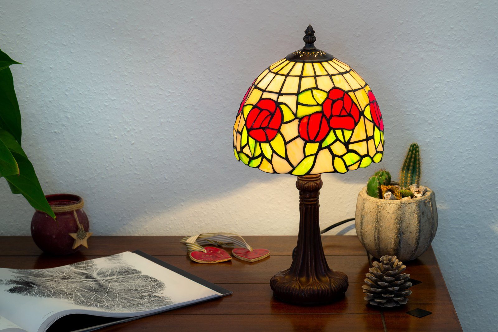 Stehlampe Lampe Tiff149 Motiv Tiffany Rosen Style Tischlampe Birendy BIRENDY