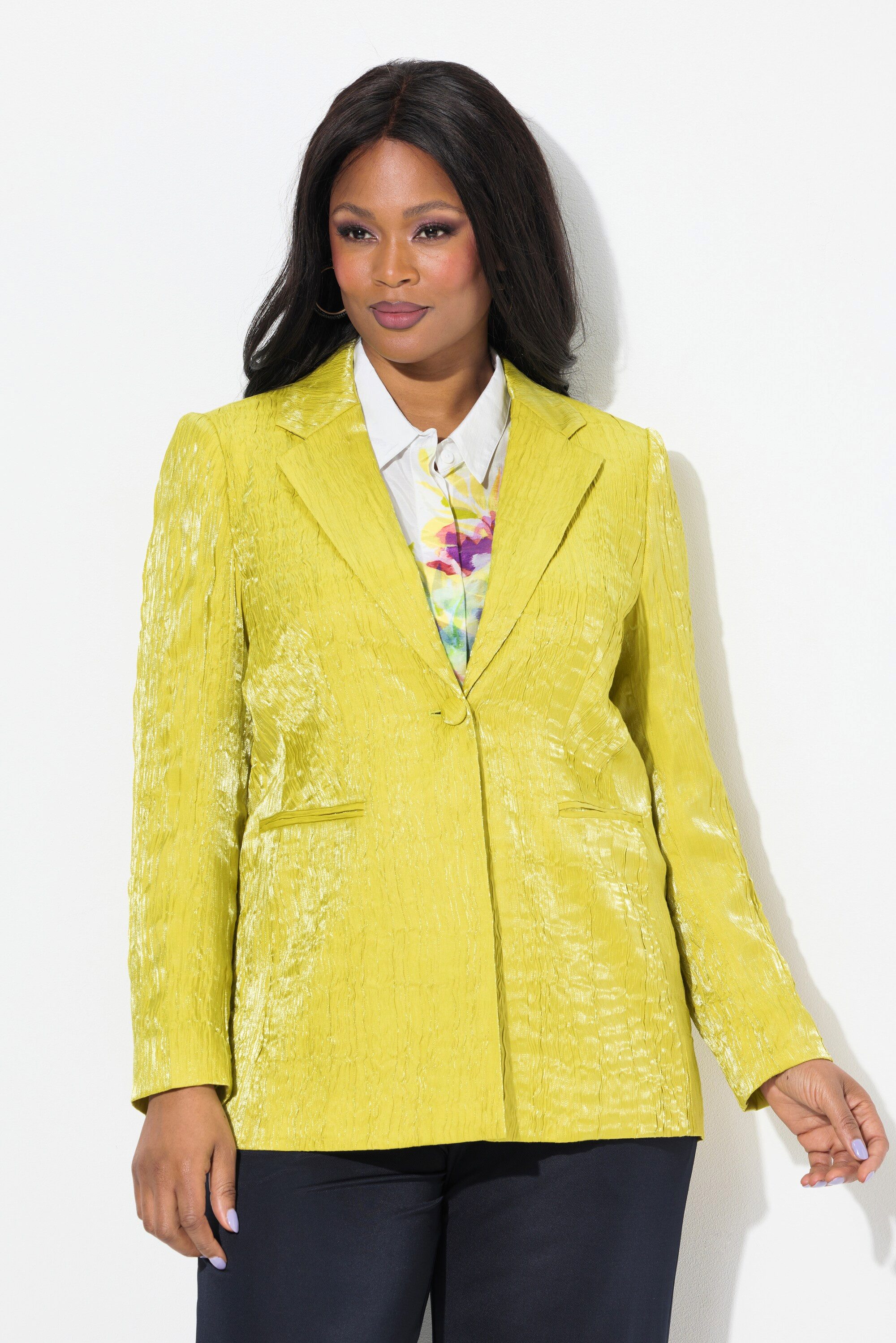 Blusenblazer Crash-Blazer Struktur Reverskragen Langarm