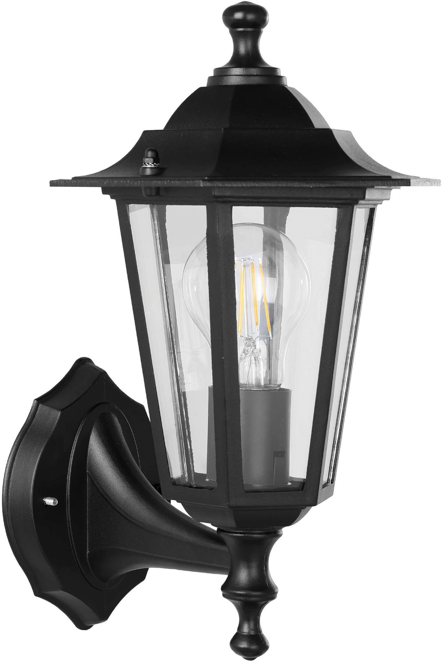 EGLO LED Wandleuchte LATERNA 4 L16,5 x H32 x AL23 cm, spritzwassergeschützte Lampe, ohne Leuchtmittel, Außen-Wandlampe Laterna 4, Lampe, E27, IP44, L16,5 x H32 x AL23 cm