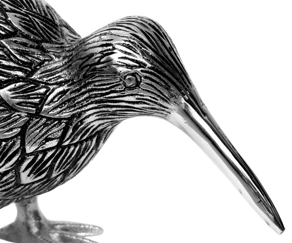 Brillibrum Dekofigur Kiwi Vogel Schwarz Dekoration Figur versilbert Tierfigur Silber Neuseeland Tier Silber-Schwarz Handarbeit Glücksbringer Metall Lila Deko Laufvogel Gold