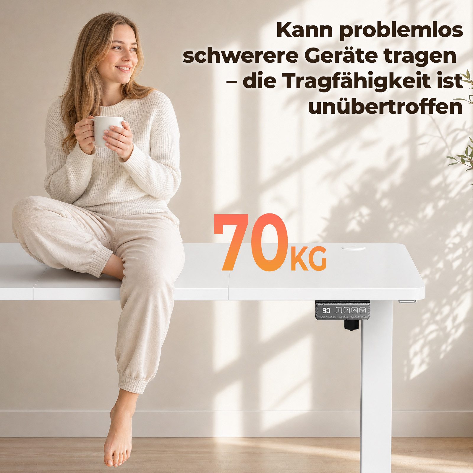 HOMALL Schreibtisch Höhenverstellbar elektrischer Memory-Funktion 100/120/140/160/180cm (Zweistufige Hohenverstellung Ergonomischer Kopfhorerhaken und Kabelhalt – Bild 5 von 5
