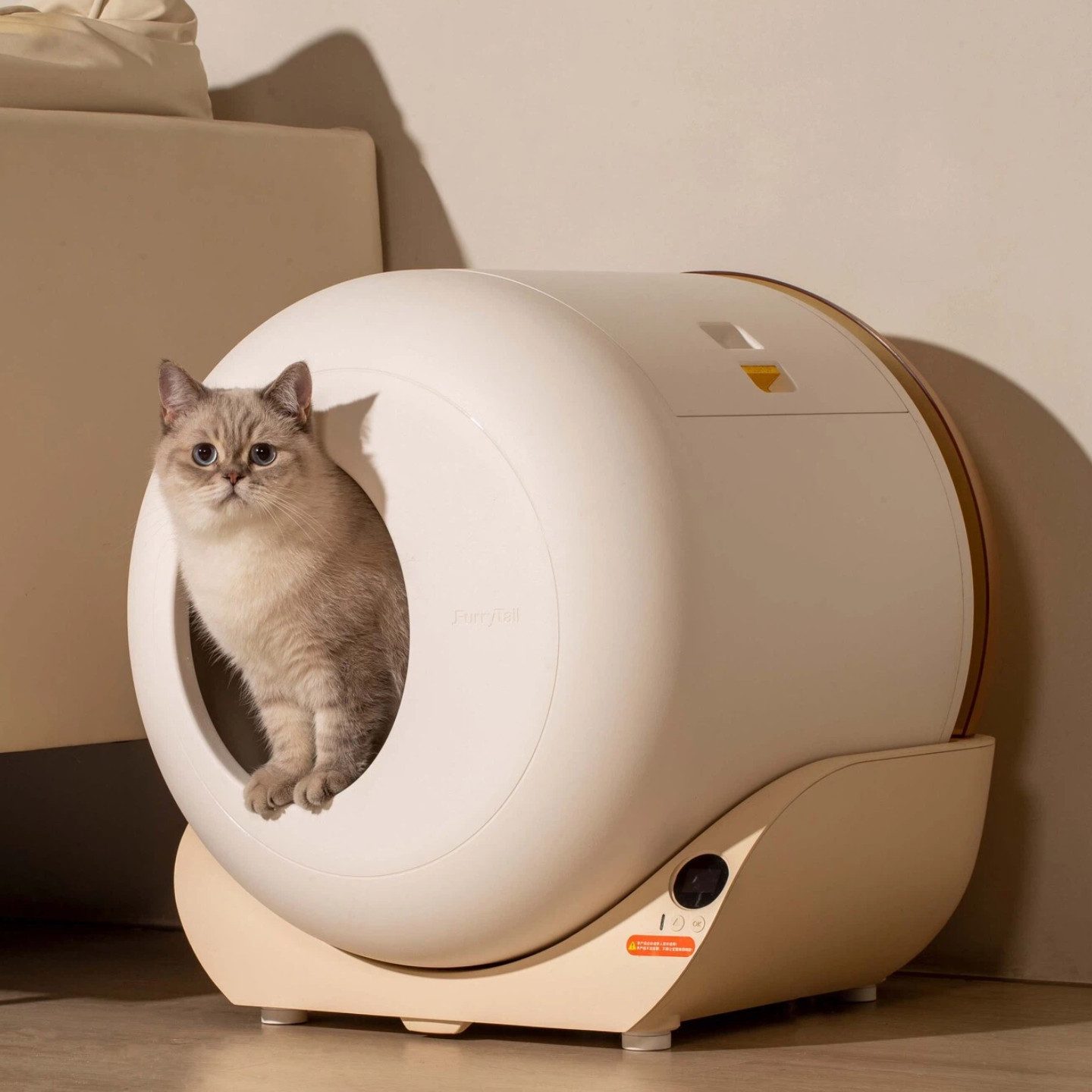 OKWISH Katzentoilette Automatische Selbstreinigende Katzentoilette, mit Sensor, App-Steuerung, Nachtlicht, abnehmbarer Trommel