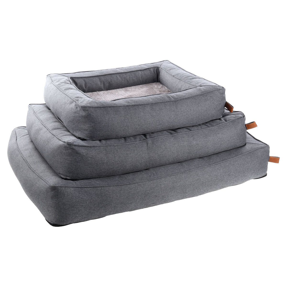 Flamingo Tierbett Hundebett Carlota rechteckig grau