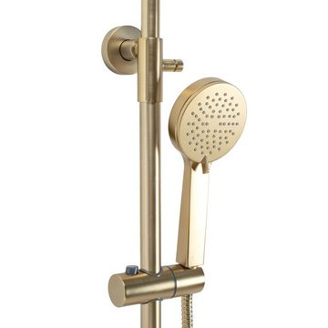 wohnwerk.idee Duschsystem Duschgarnitur mit Thermostat Parot Matt Gold, 2 Strahlart(en)