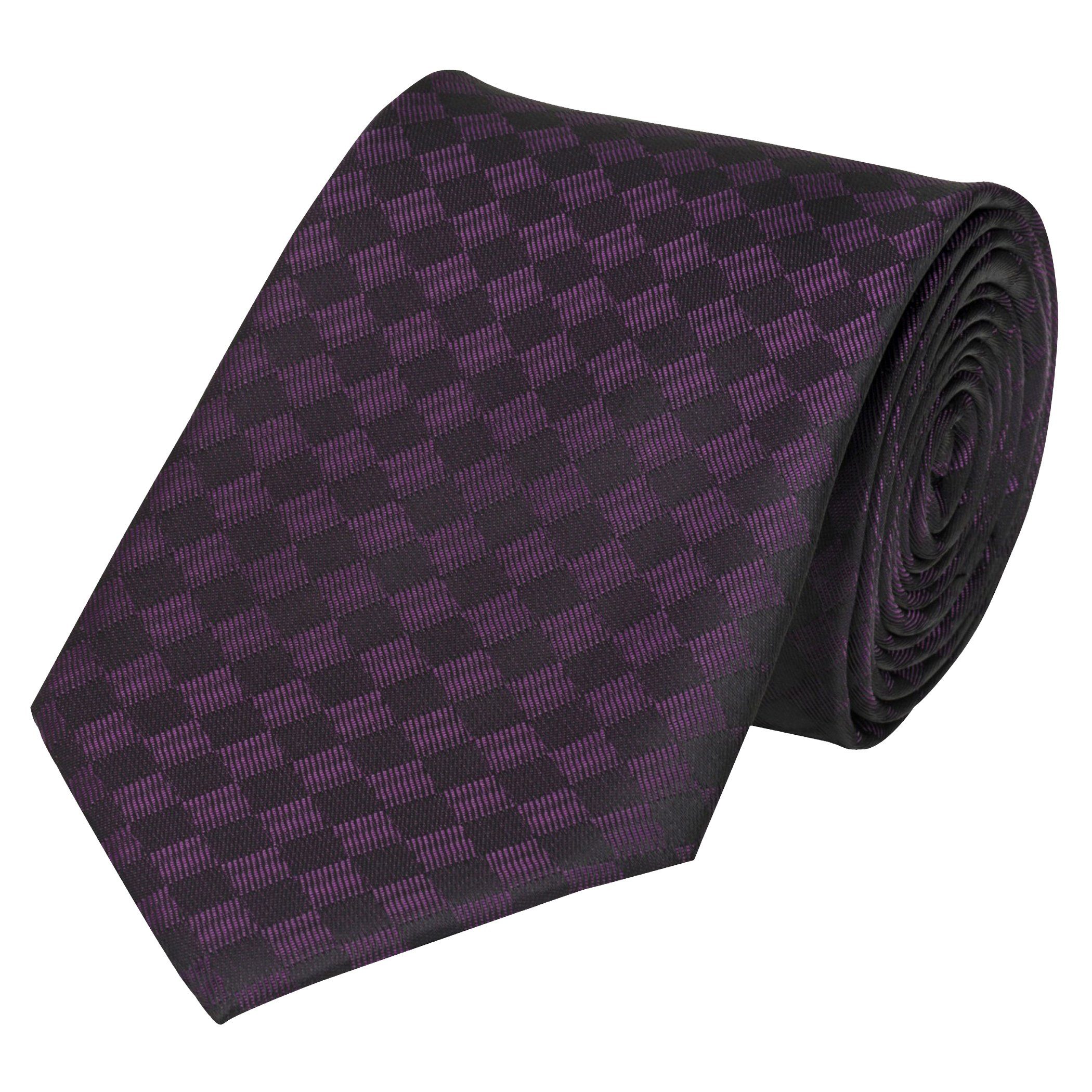 Fabio Farini Krawatte Herren Krawatte Lila - verschiedene Lila Männer Schlips in 8cm (ohne Box, Kariert) Breit (8cm), Dunkellila Schwarz - Clear Purple/Black